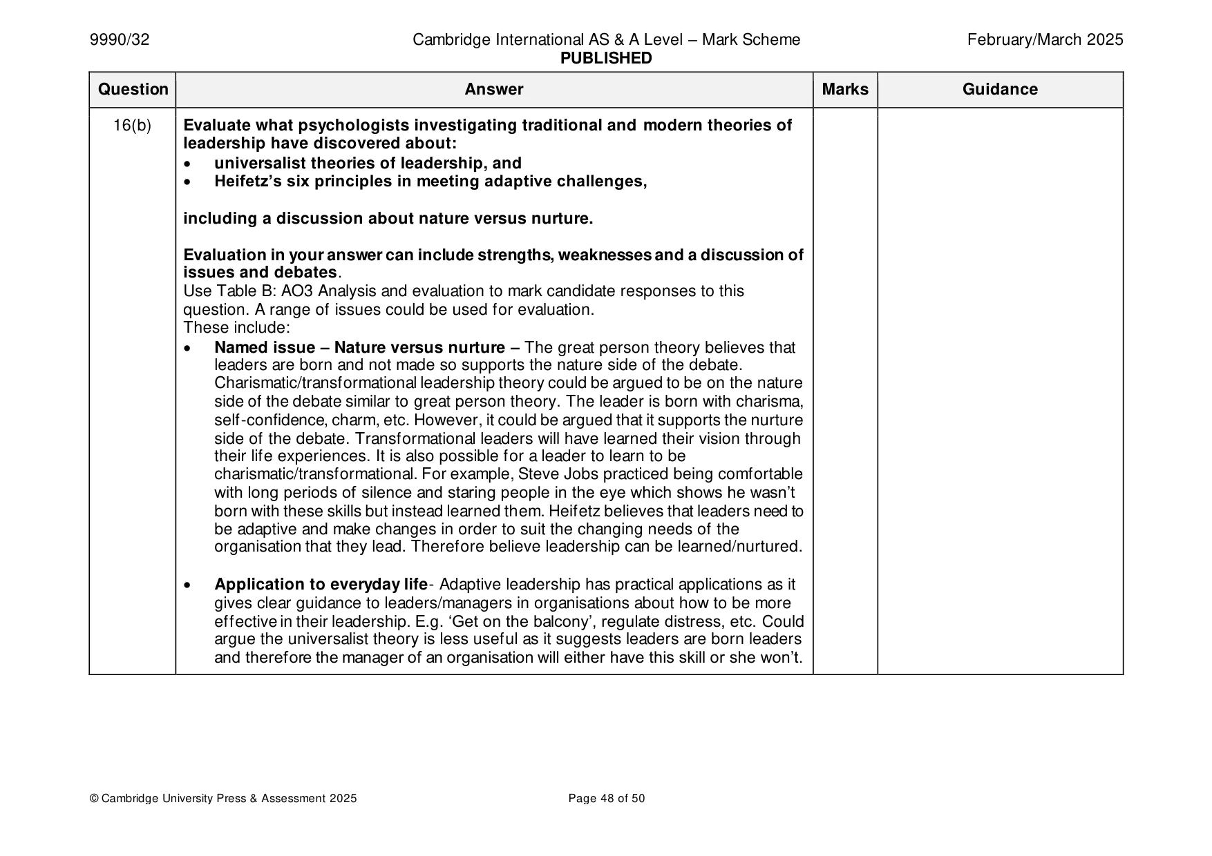 Mark scheme, page 48 of 50