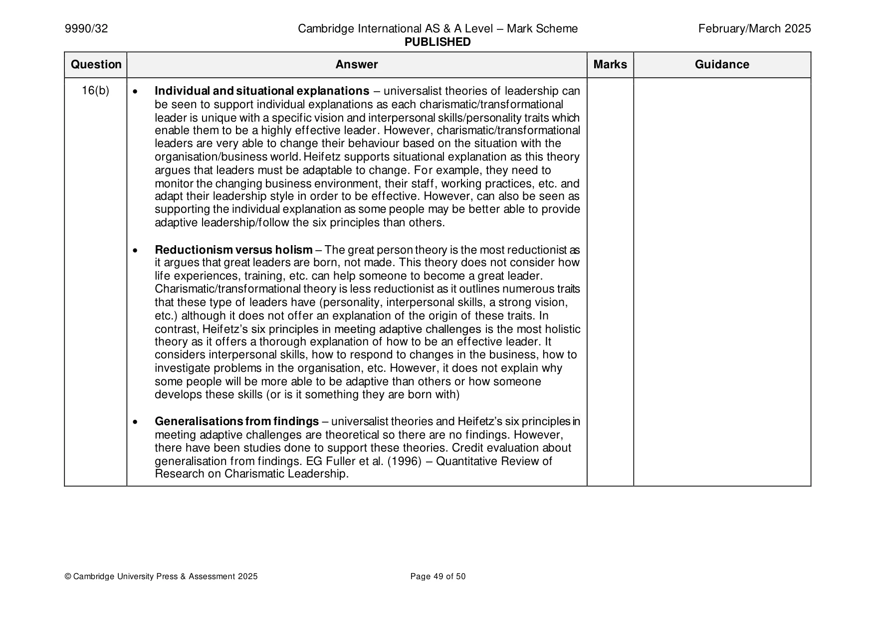 Mark scheme, page 49 of 50