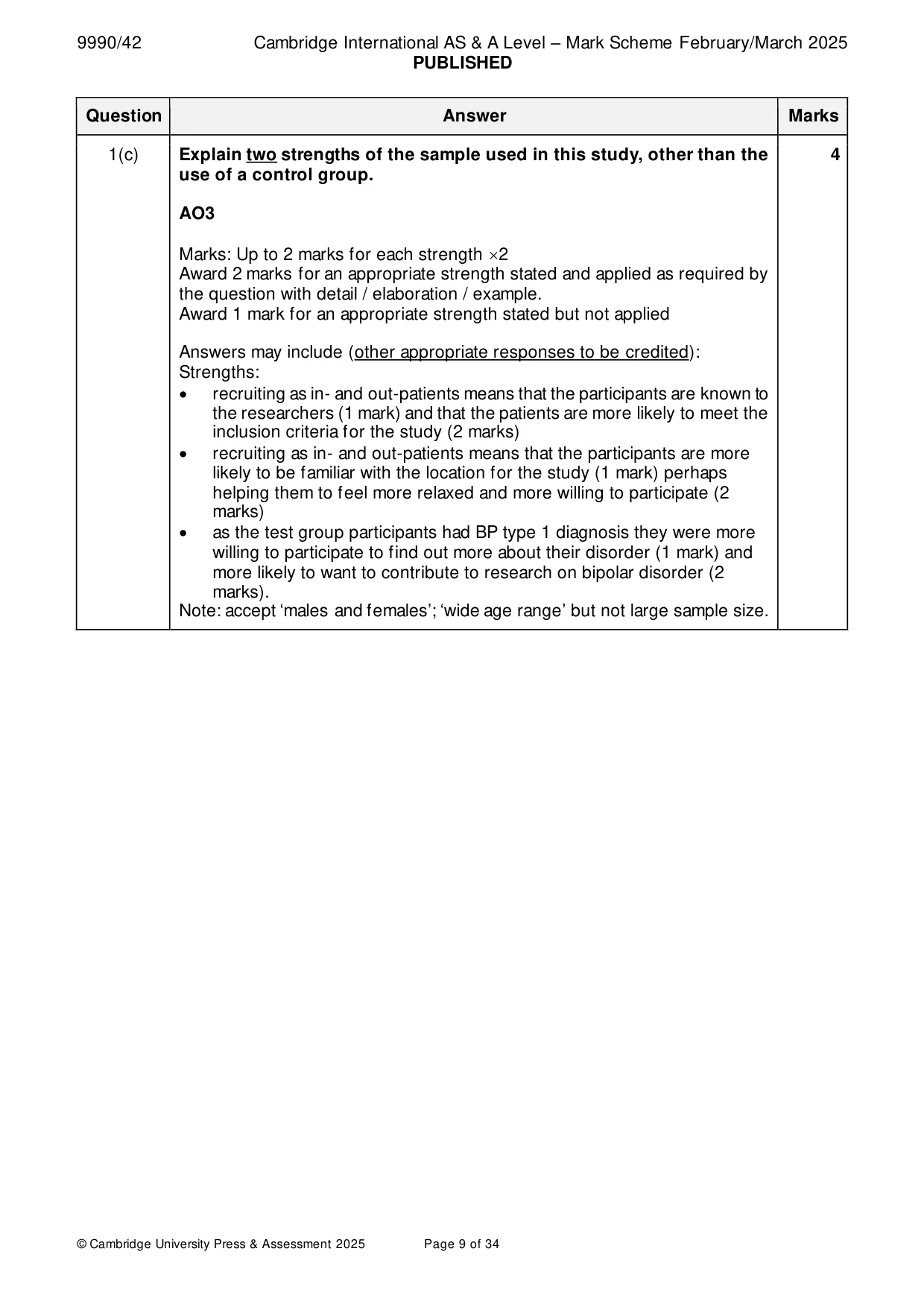 Mark scheme, page 9 of 34