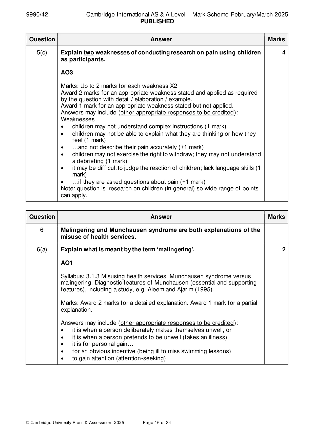 Mark scheme, page 16 of 34