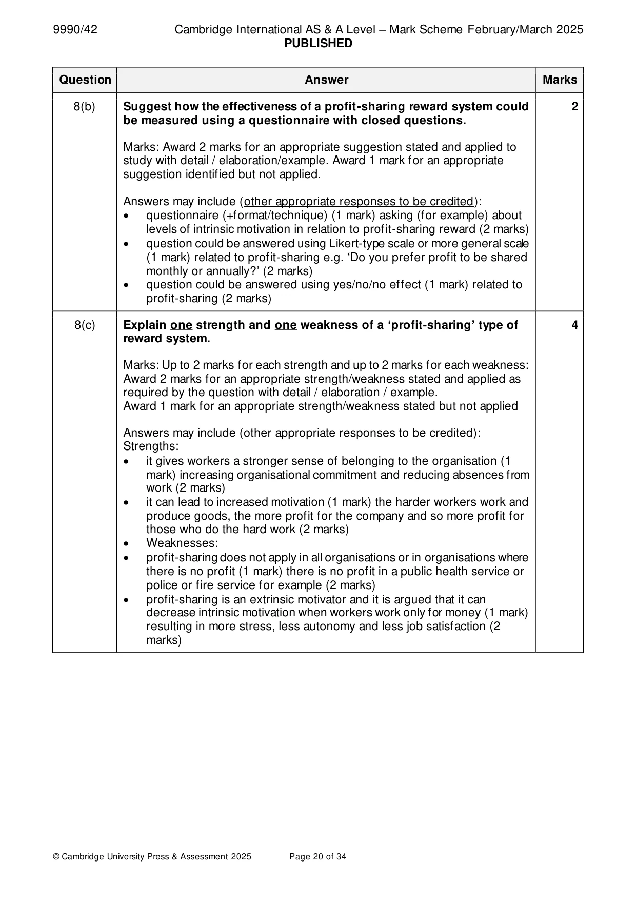 Mark scheme, page 20 of 34