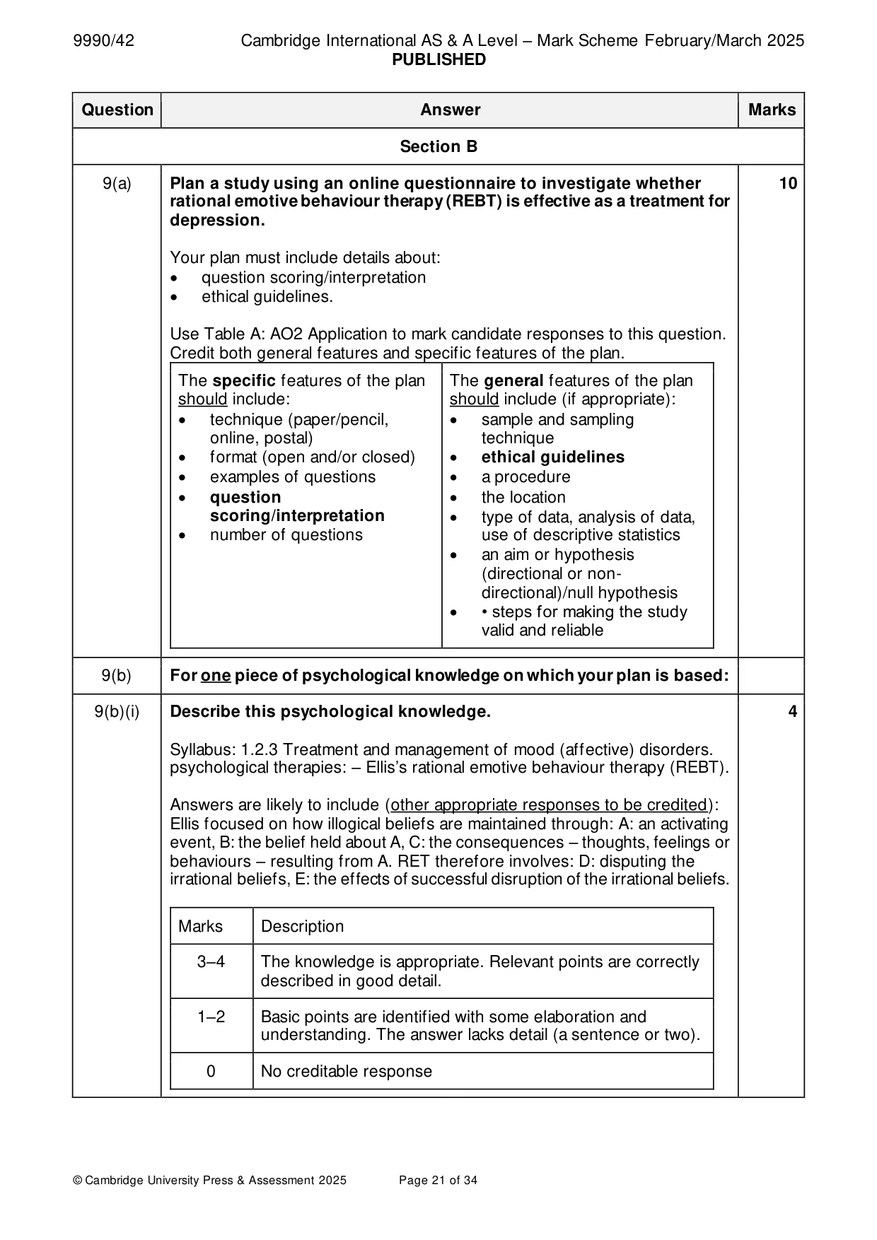 Mark scheme, page 21 of 34
