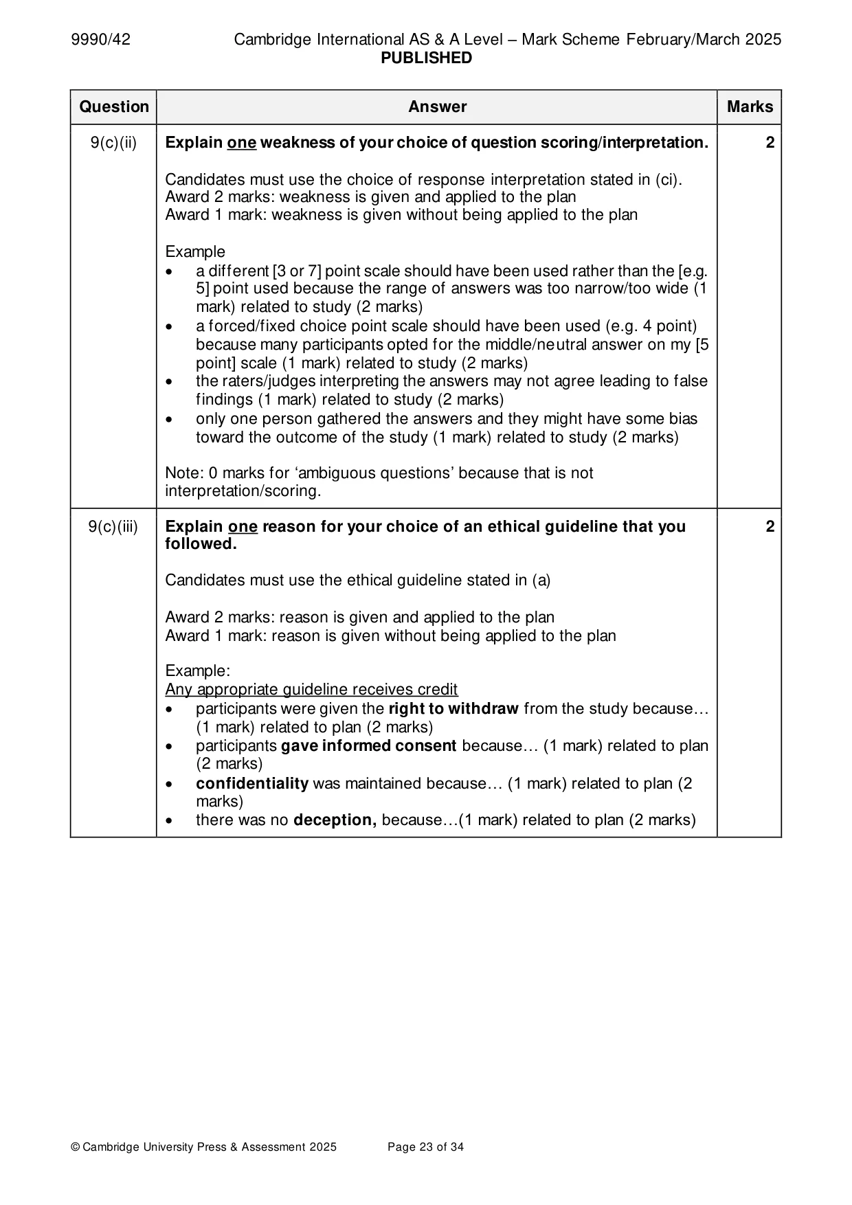 Mark scheme, page 23 of 34