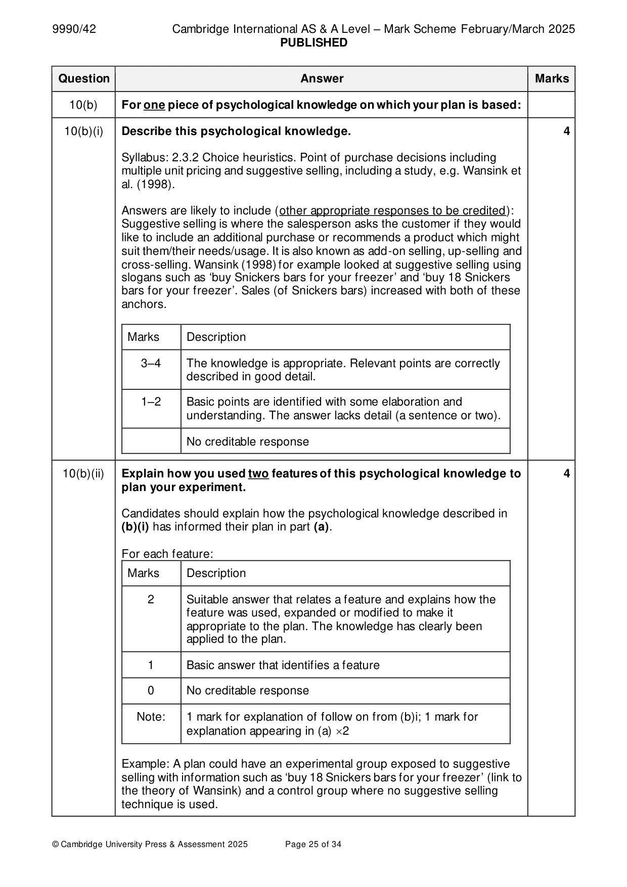 Mark scheme, page 25 of 34
