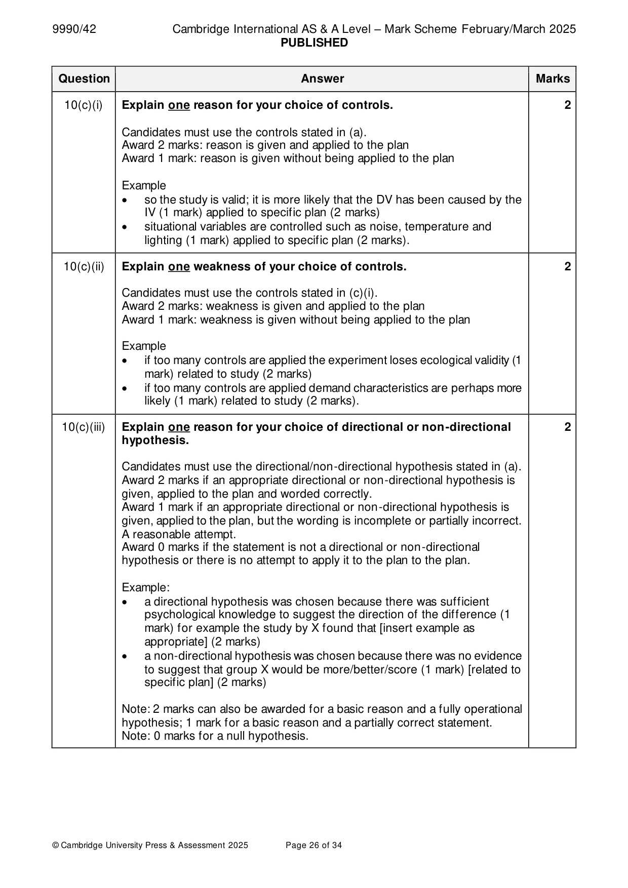 Mark scheme, page 26 of 34