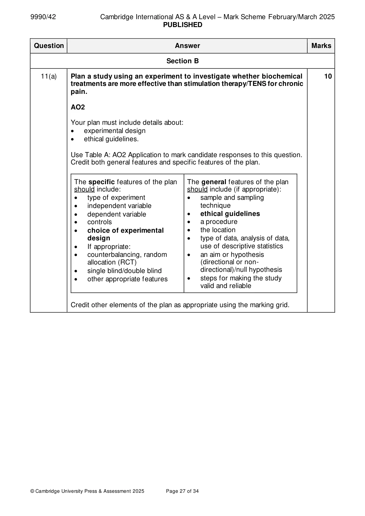 Mark scheme, page 27 of 34
