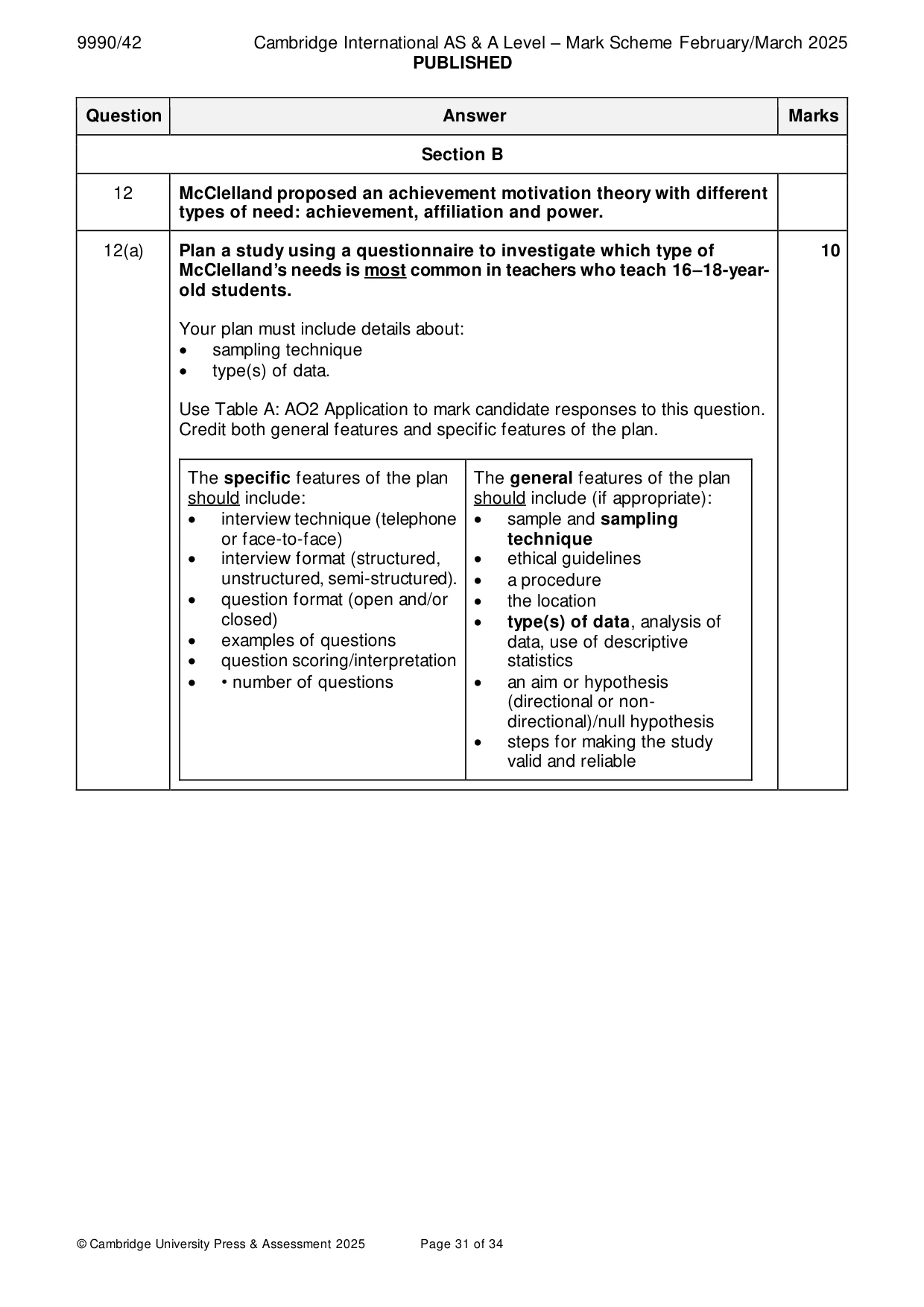 Mark scheme, page 31 of 34