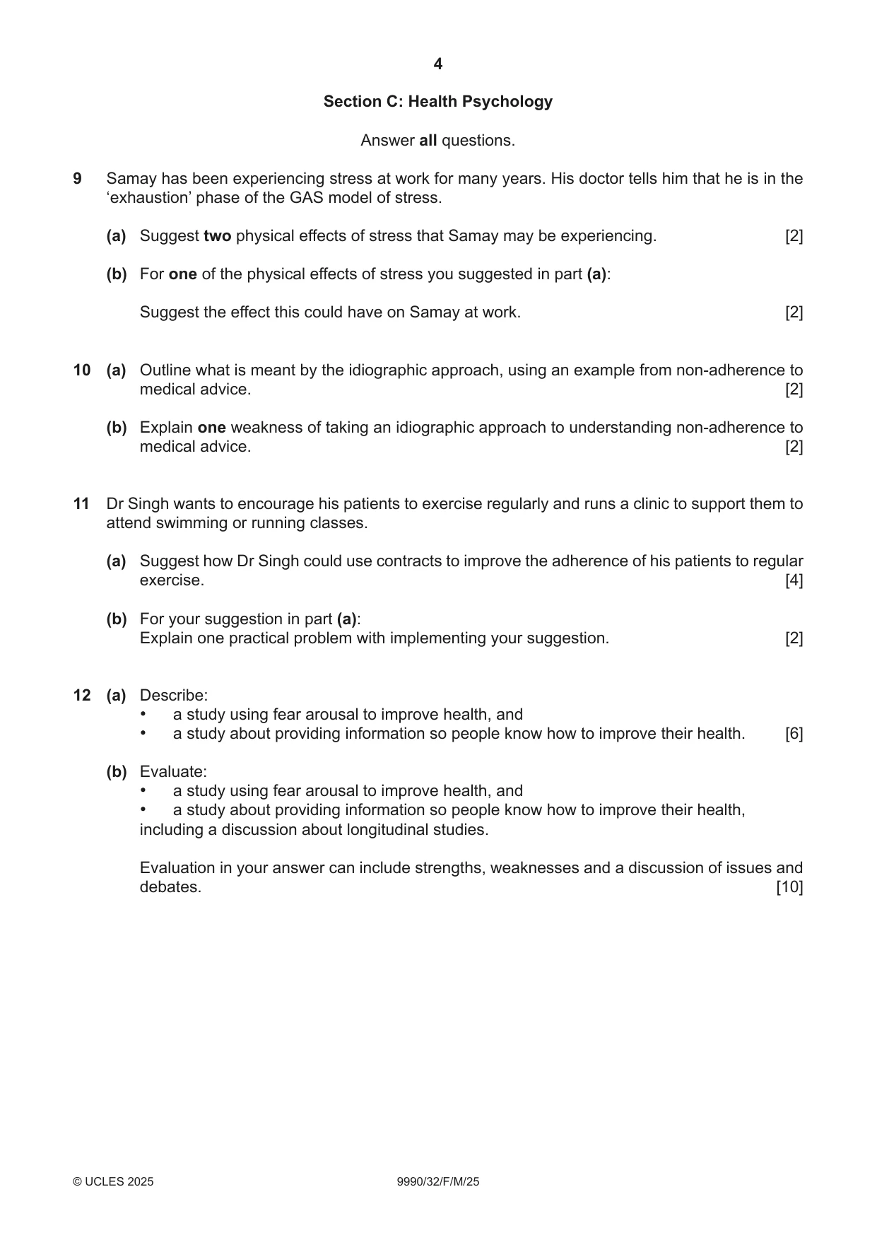 Cambridge A Level Psychology (from 2018) 9990 2025 Feb/March Paper 3 · Variant 2 question paper, page 4 of 8
