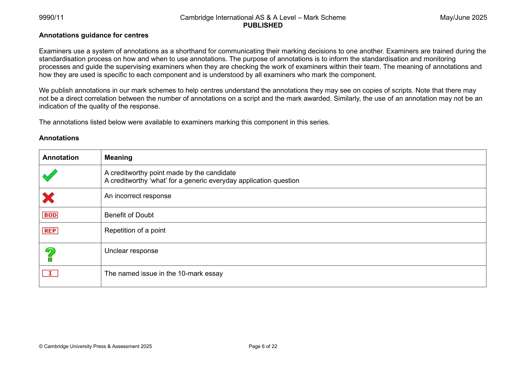Mark scheme, page 6 of 22