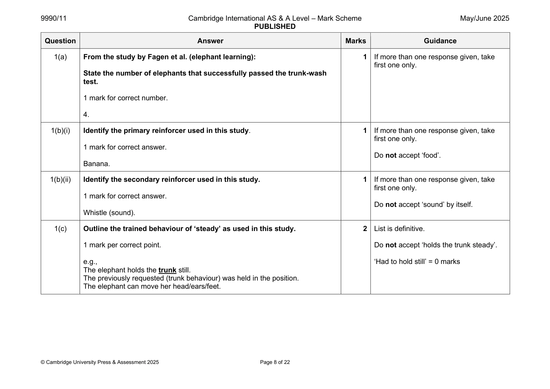 Mark scheme, page 8 of 22