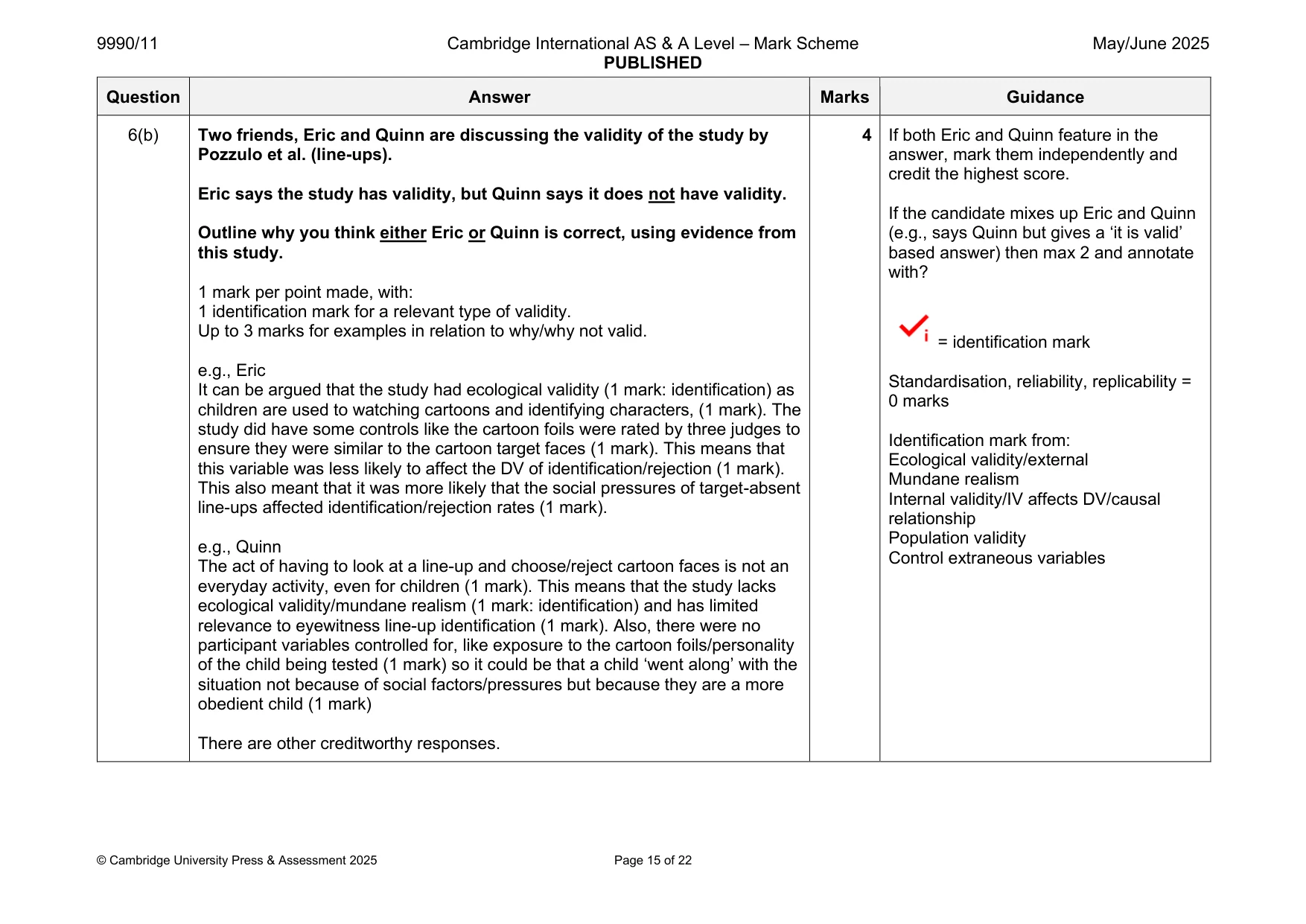 Mark scheme, page 15 of 22