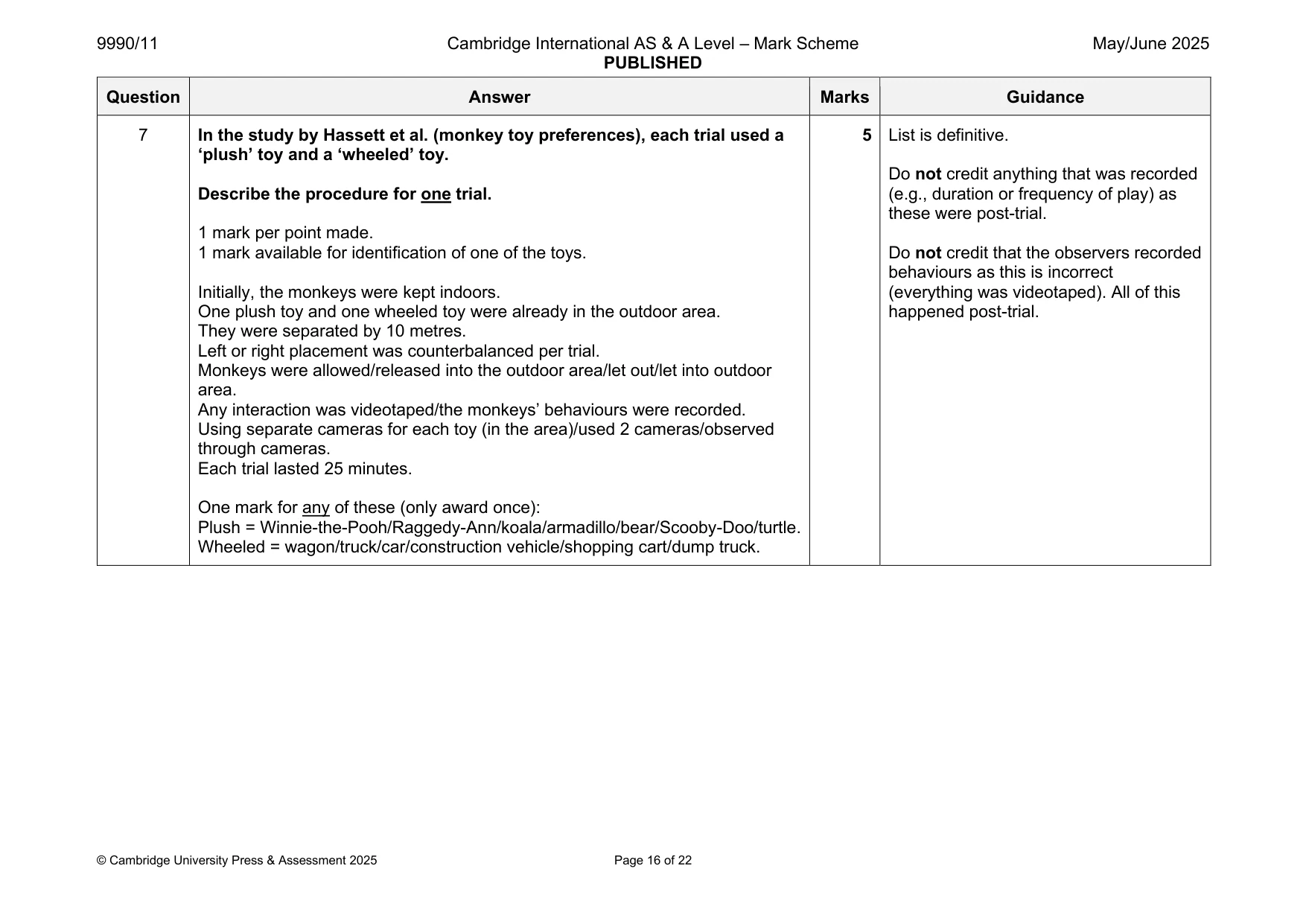Mark scheme, page 16 of 22