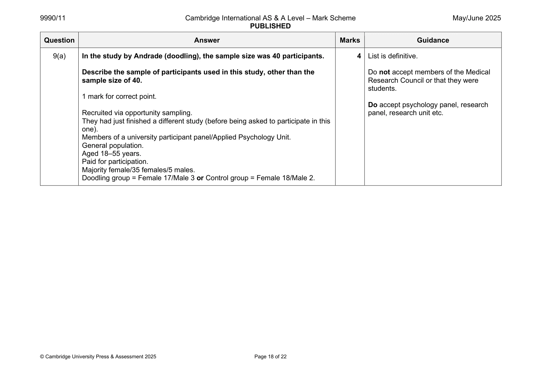 Mark scheme, page 18 of 22