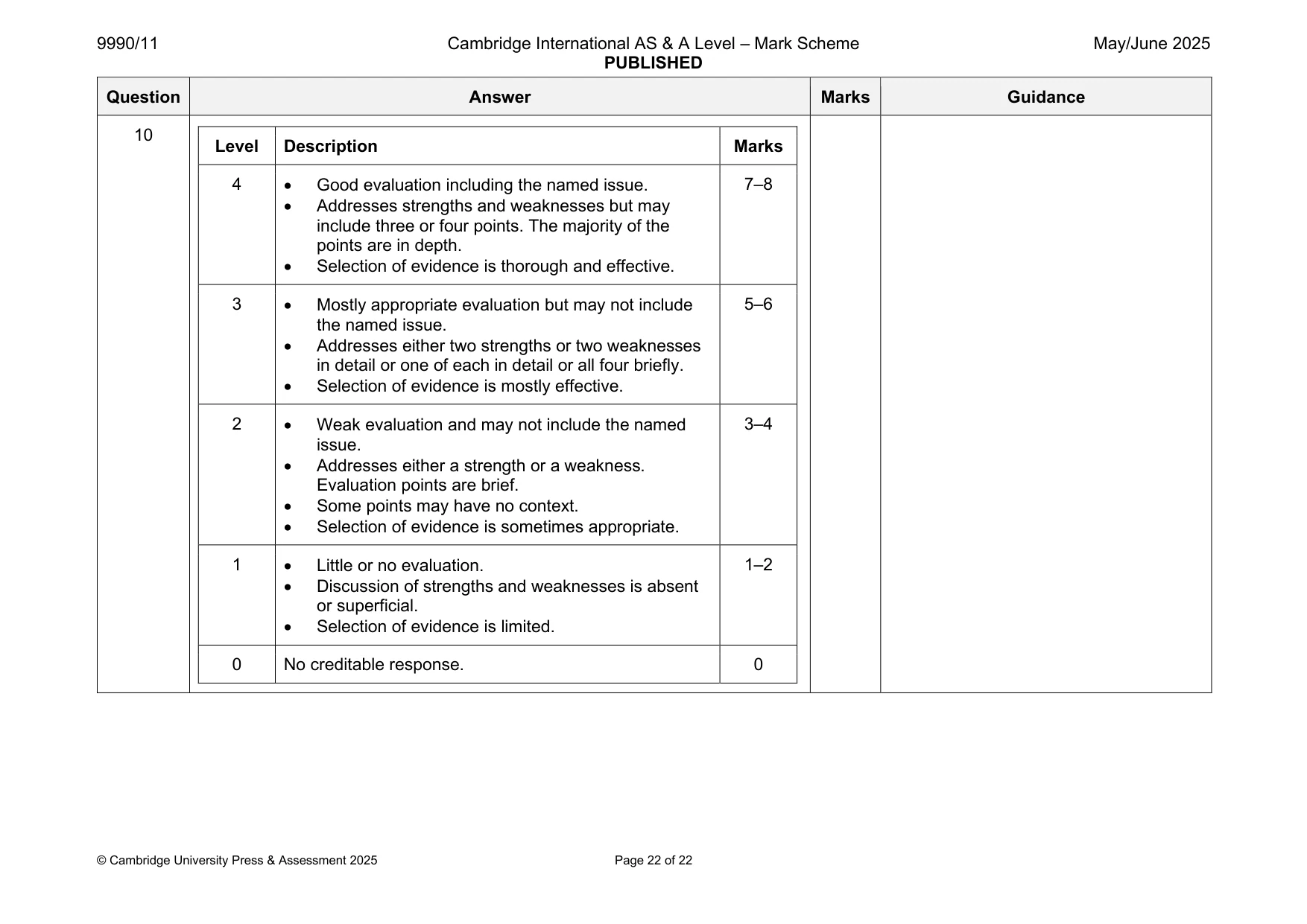 Mark scheme, page 22 of 22