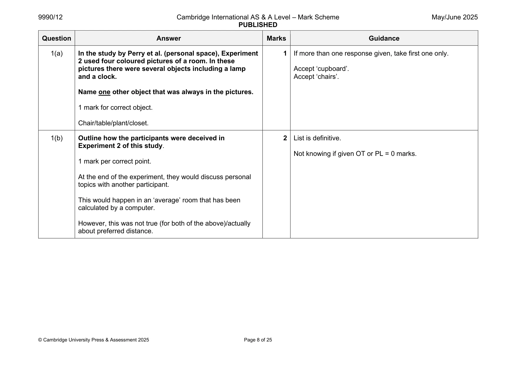 Mark scheme, page 8 of 25