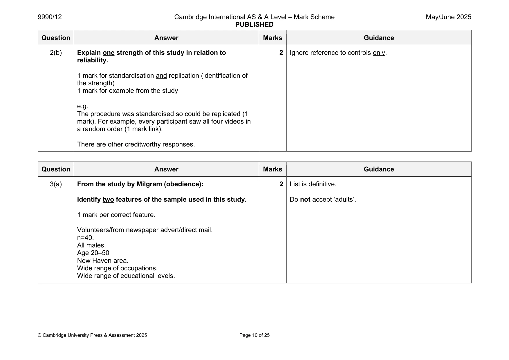 Mark scheme, page 10 of 25