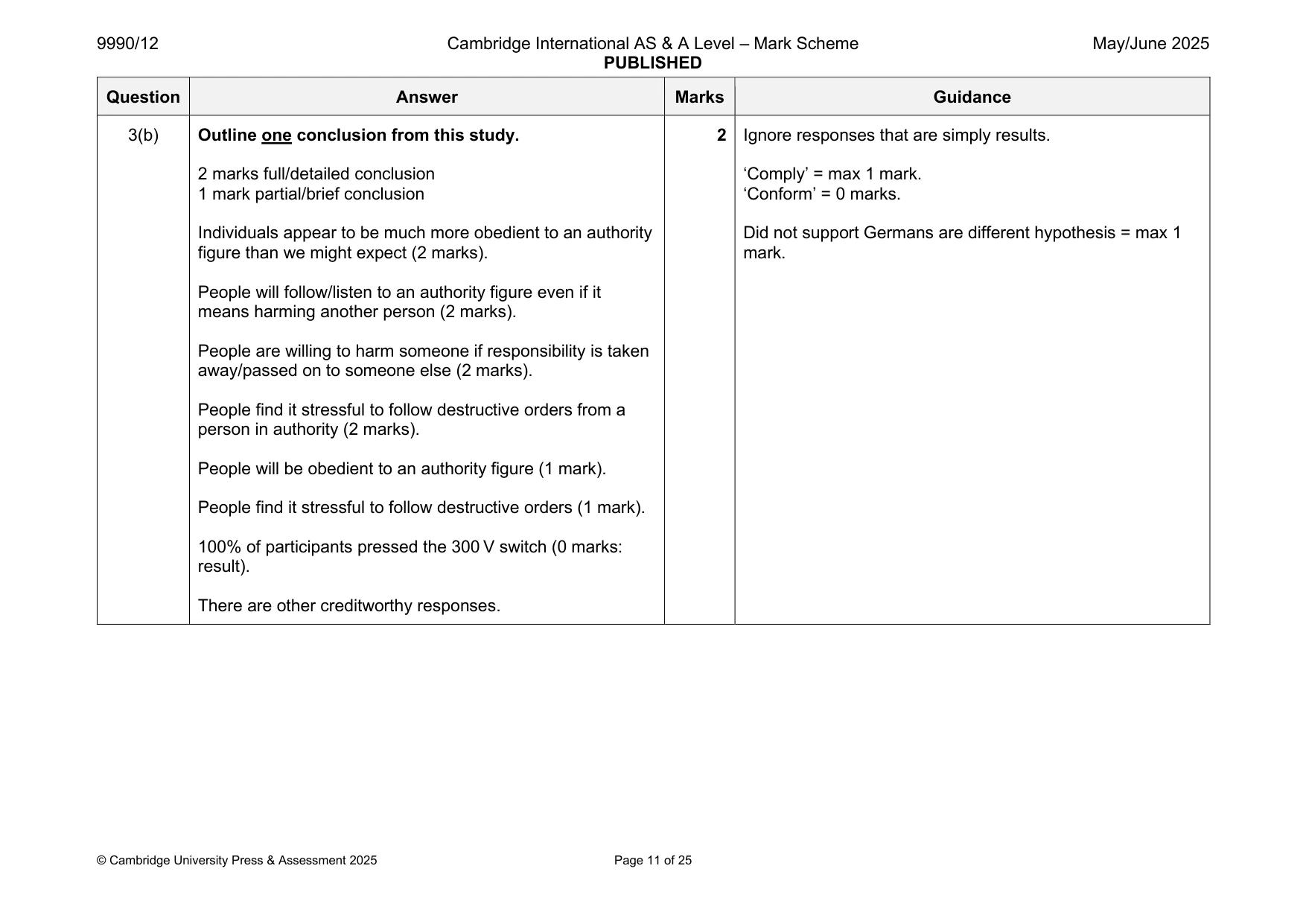 Mark scheme, page 11 of 25