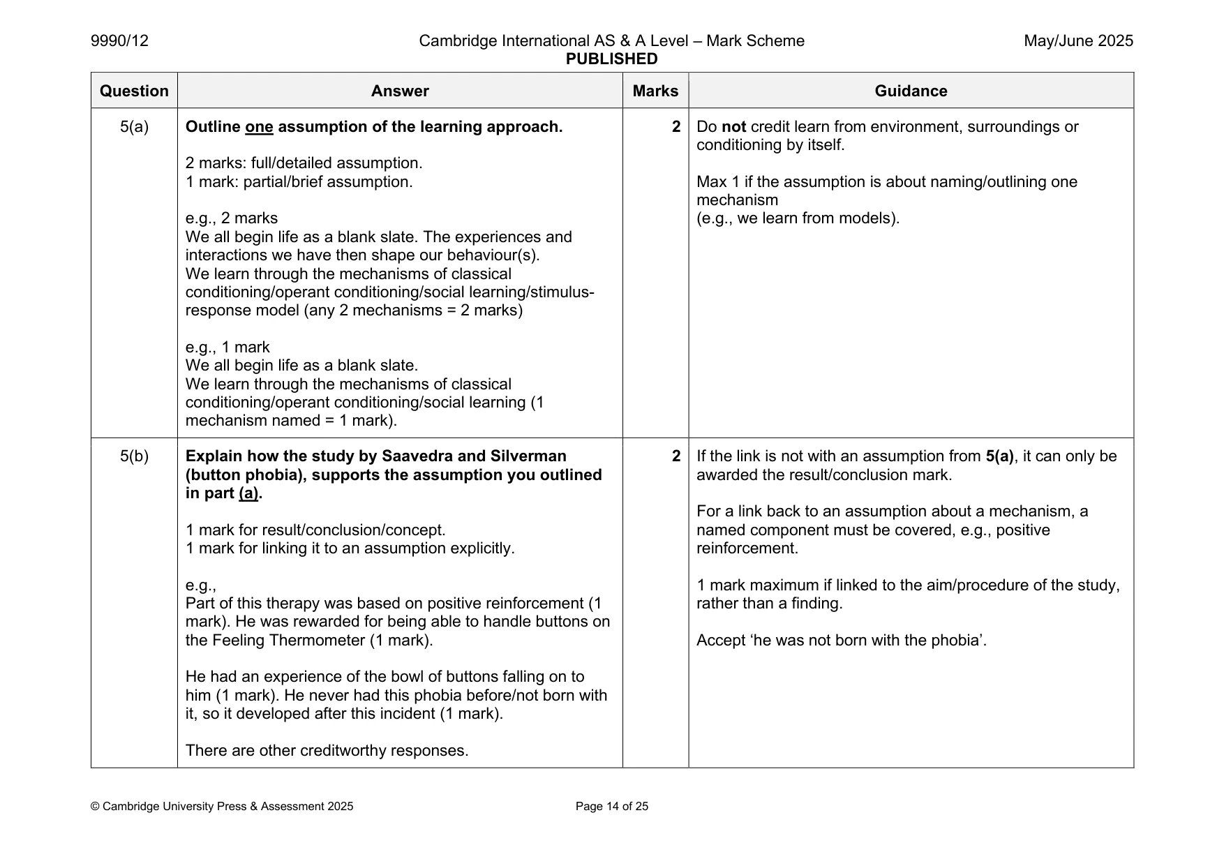 Mark scheme, page 14 of 25
