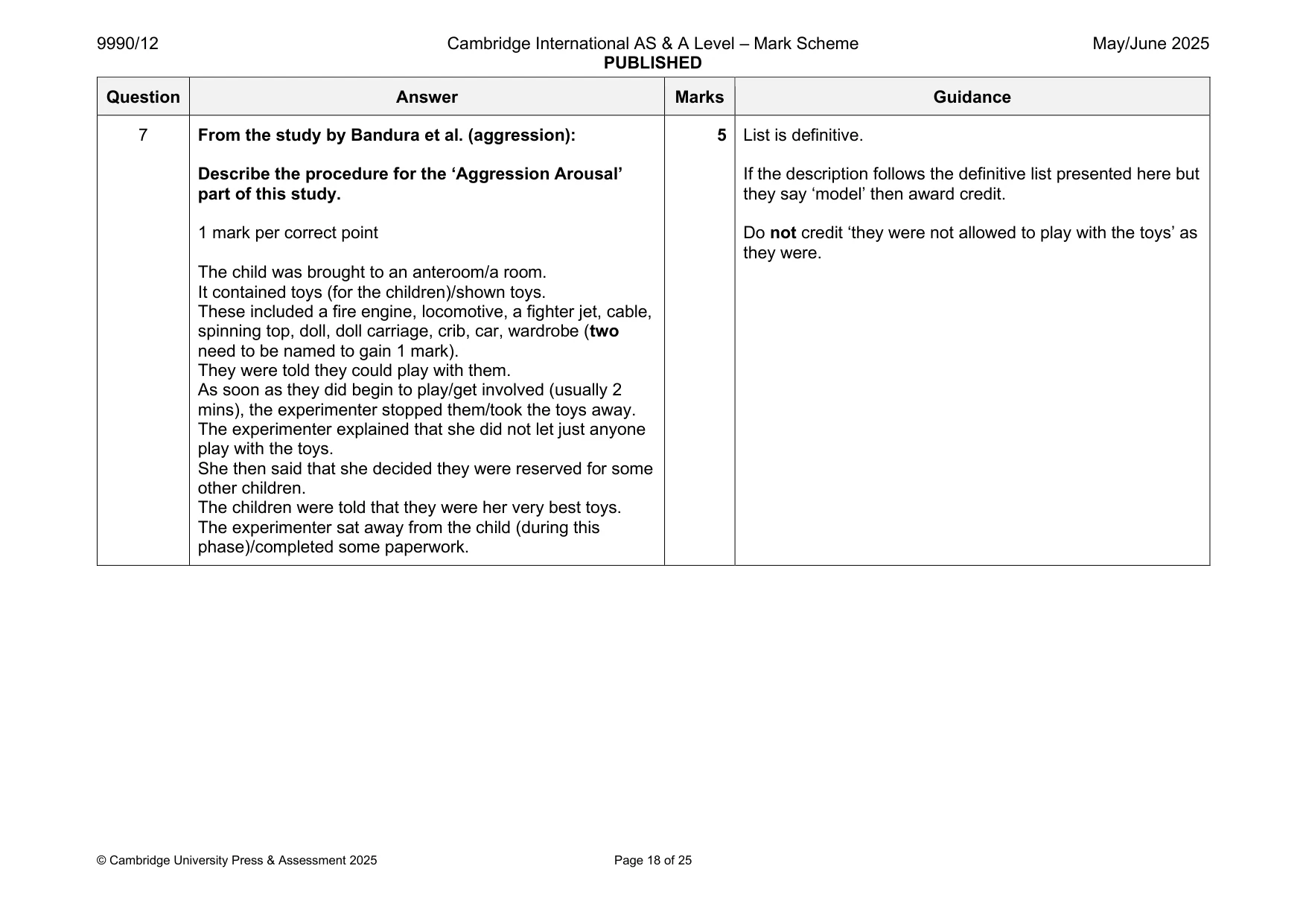 Mark scheme, page 18 of 25