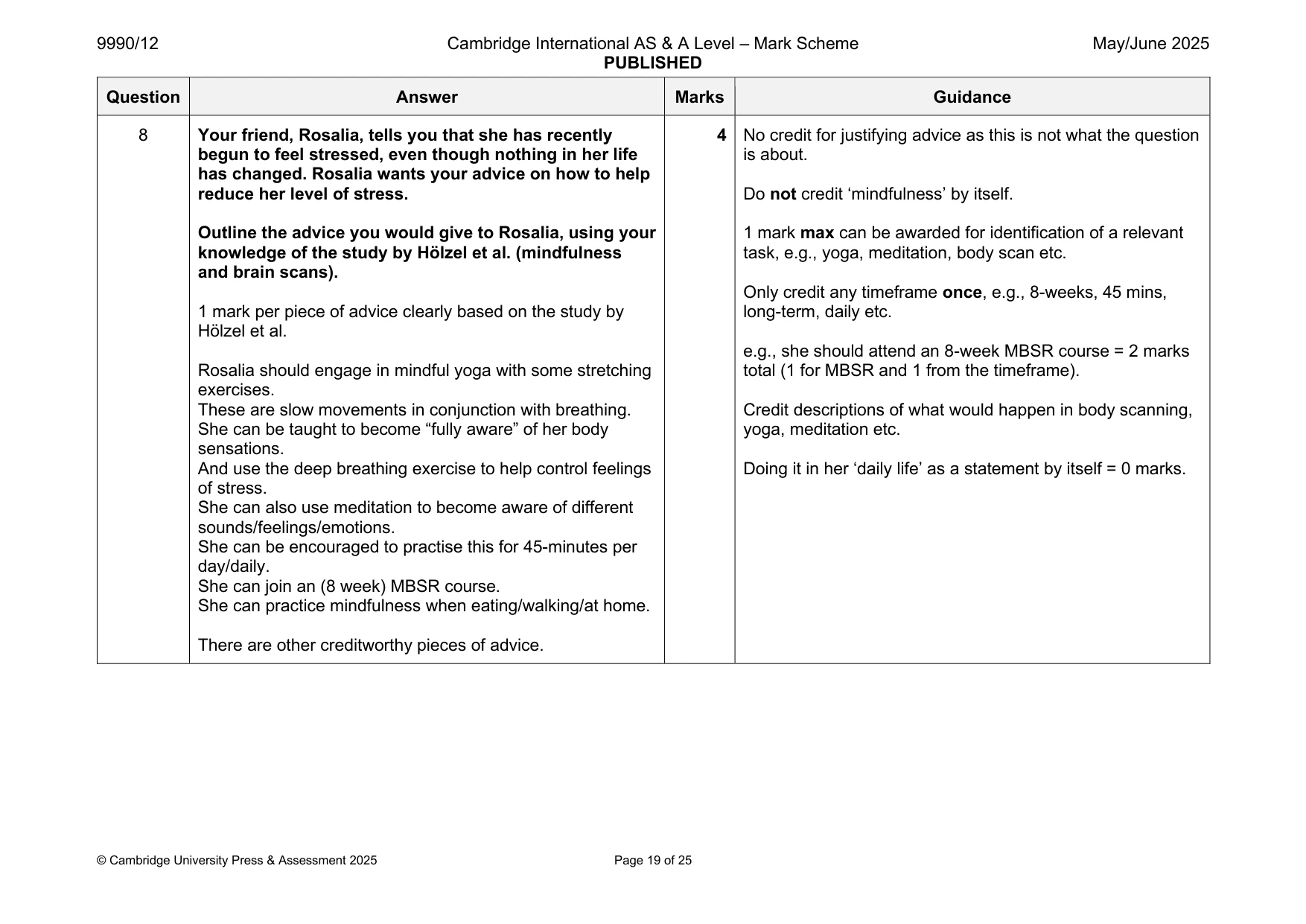 Mark scheme, page 19 of 25