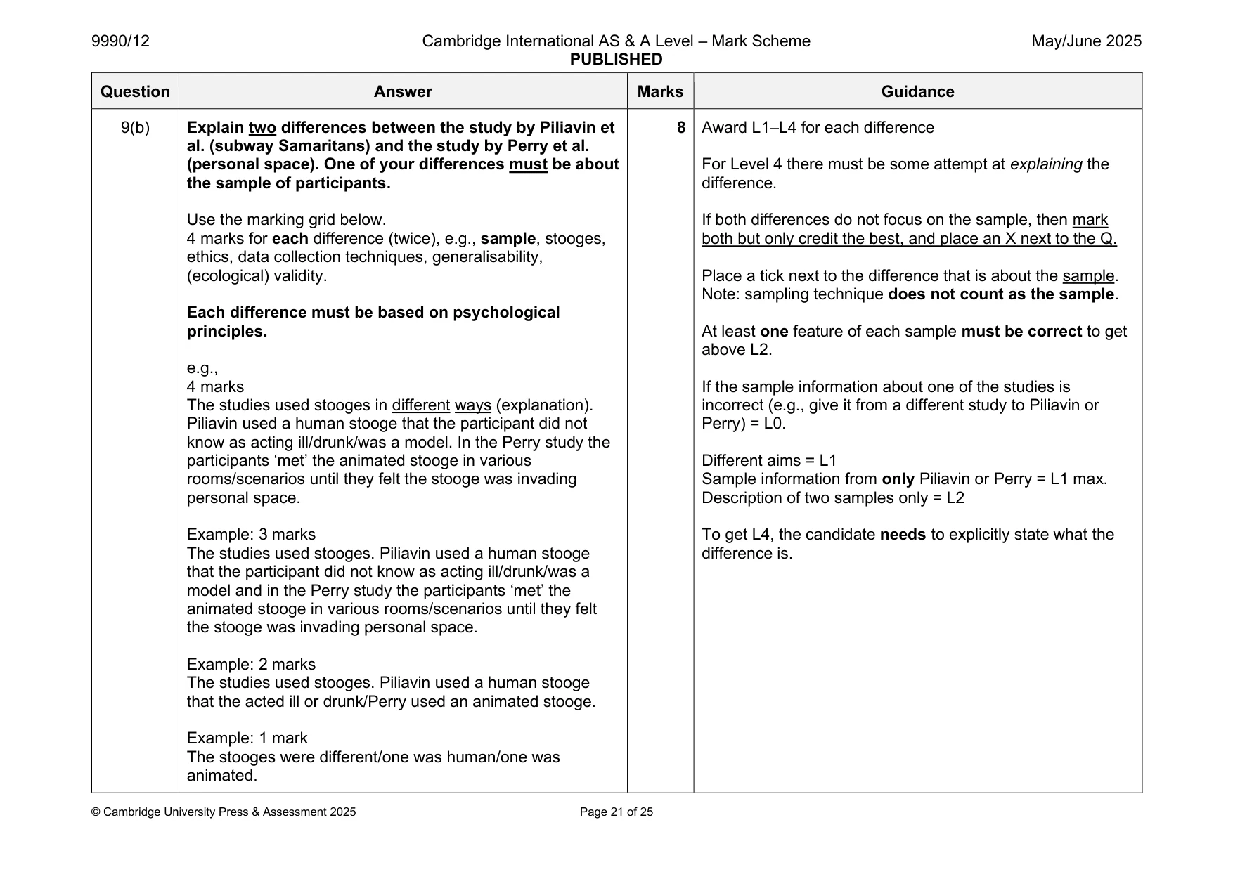 Mark scheme, page 21 of 25