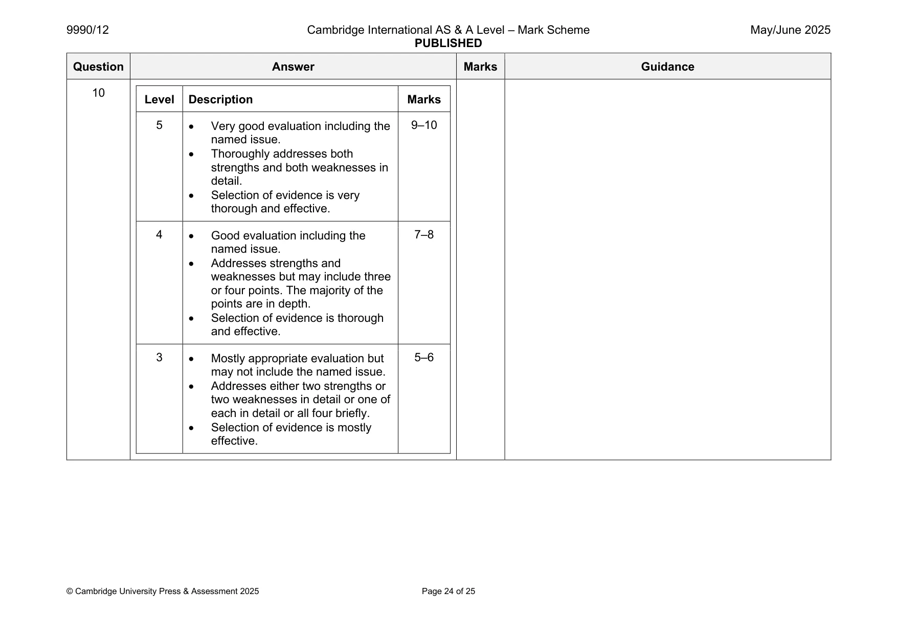 Mark scheme, page 24 of 25