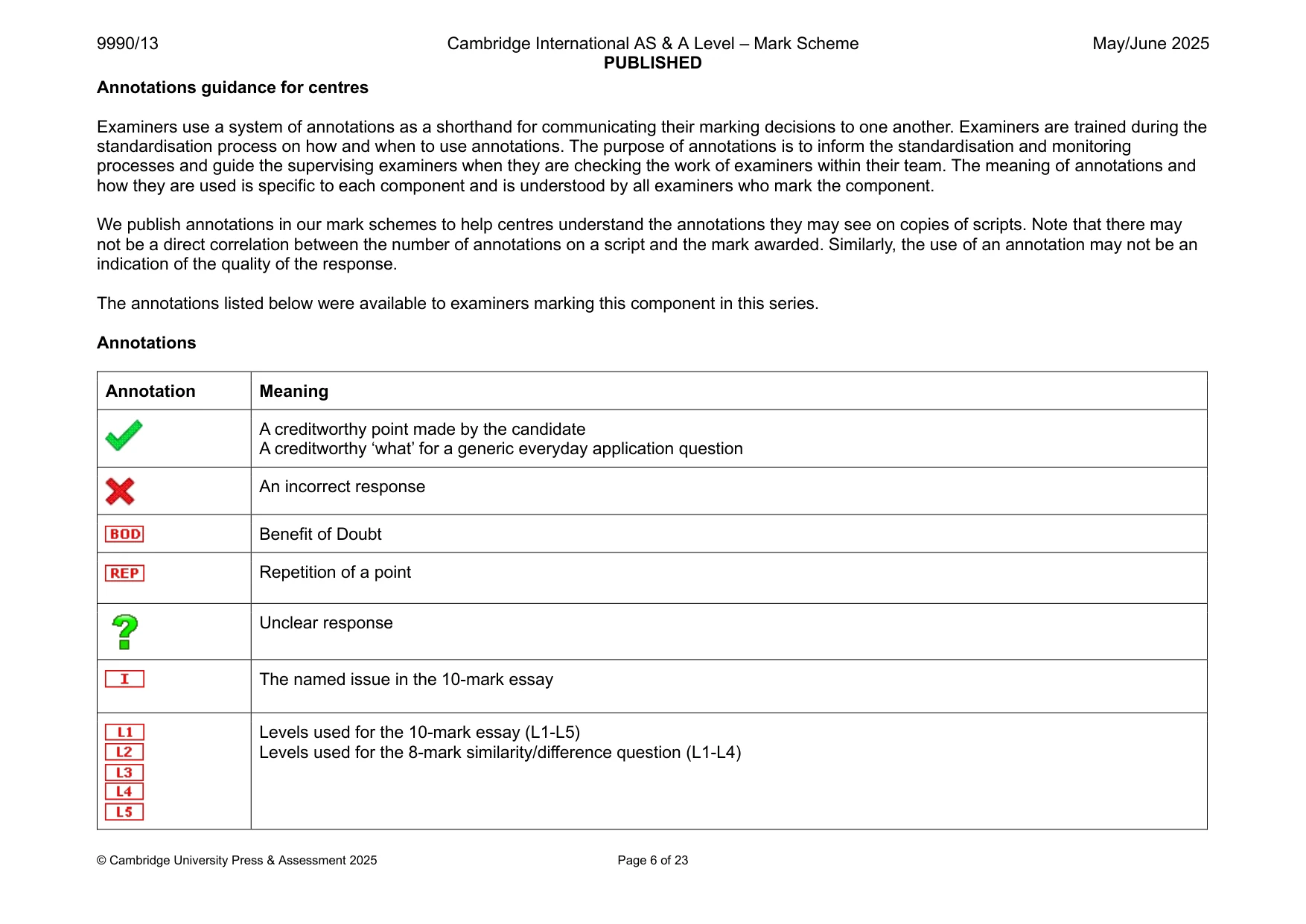Mark scheme, page 6 of 23