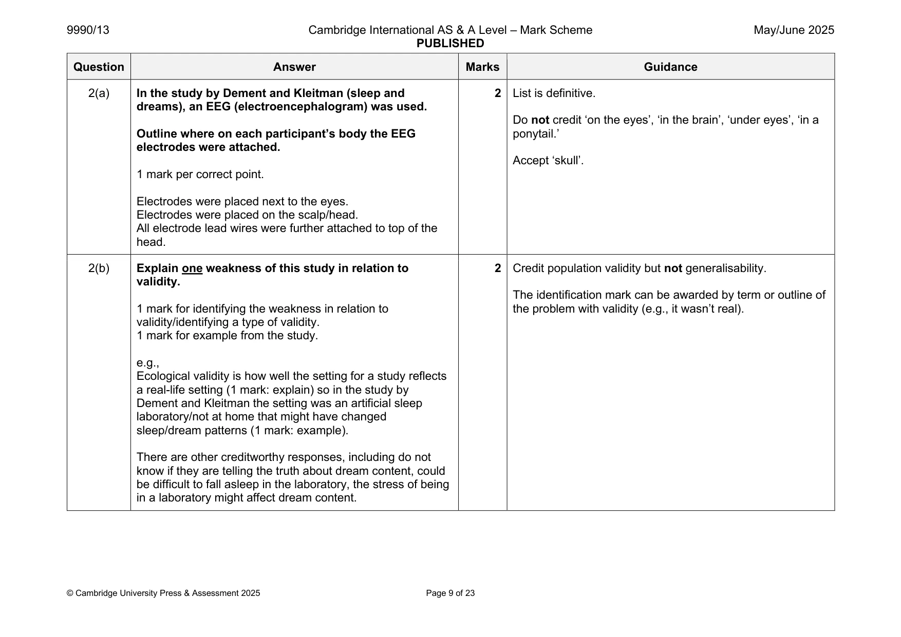 Mark scheme, page 9 of 23