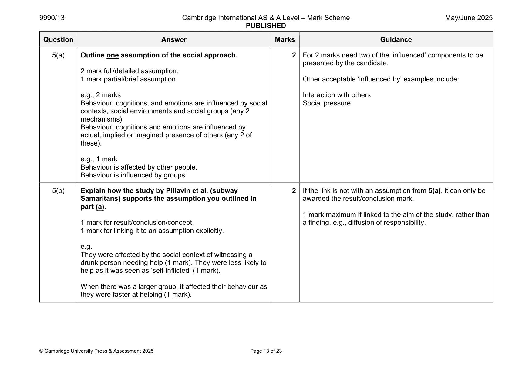 Mark scheme, page 13 of 23
