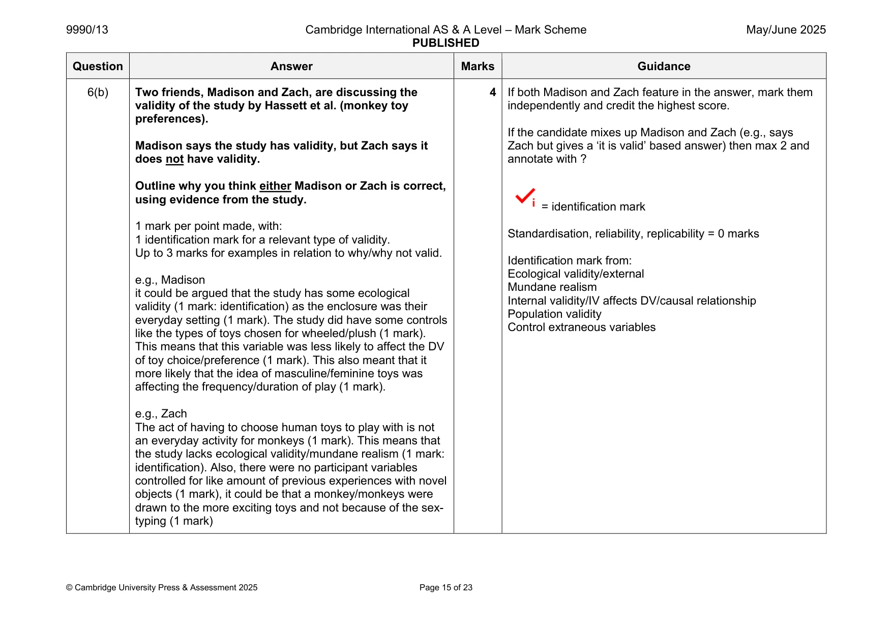 Mark scheme, page 15 of 23