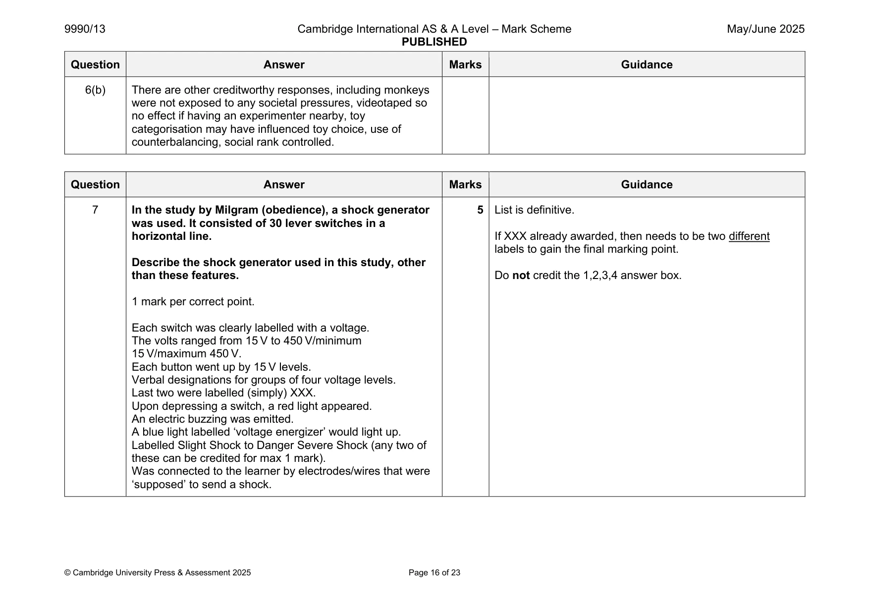 Mark scheme, page 16 of 23