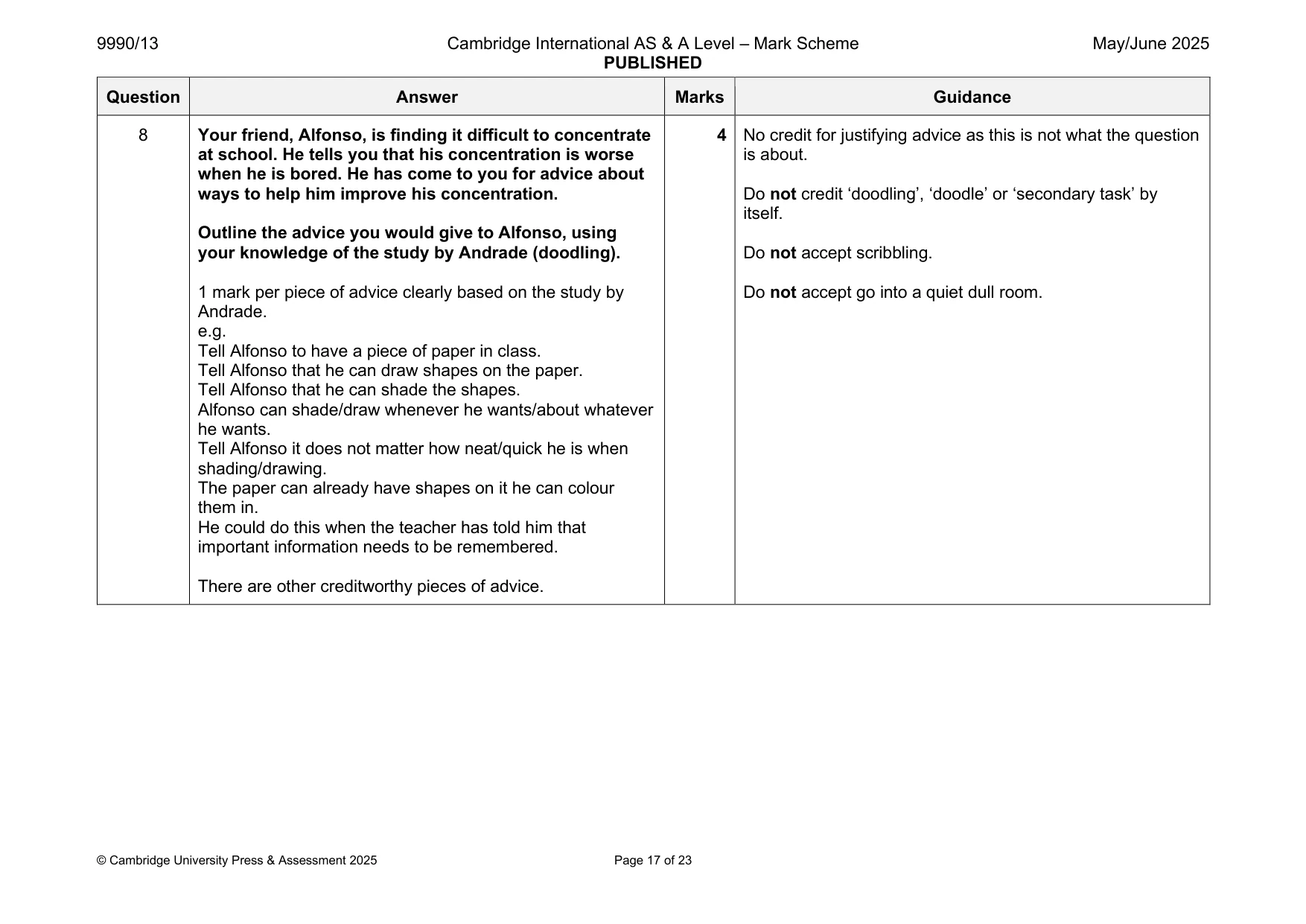 Mark scheme, page 17 of 23
