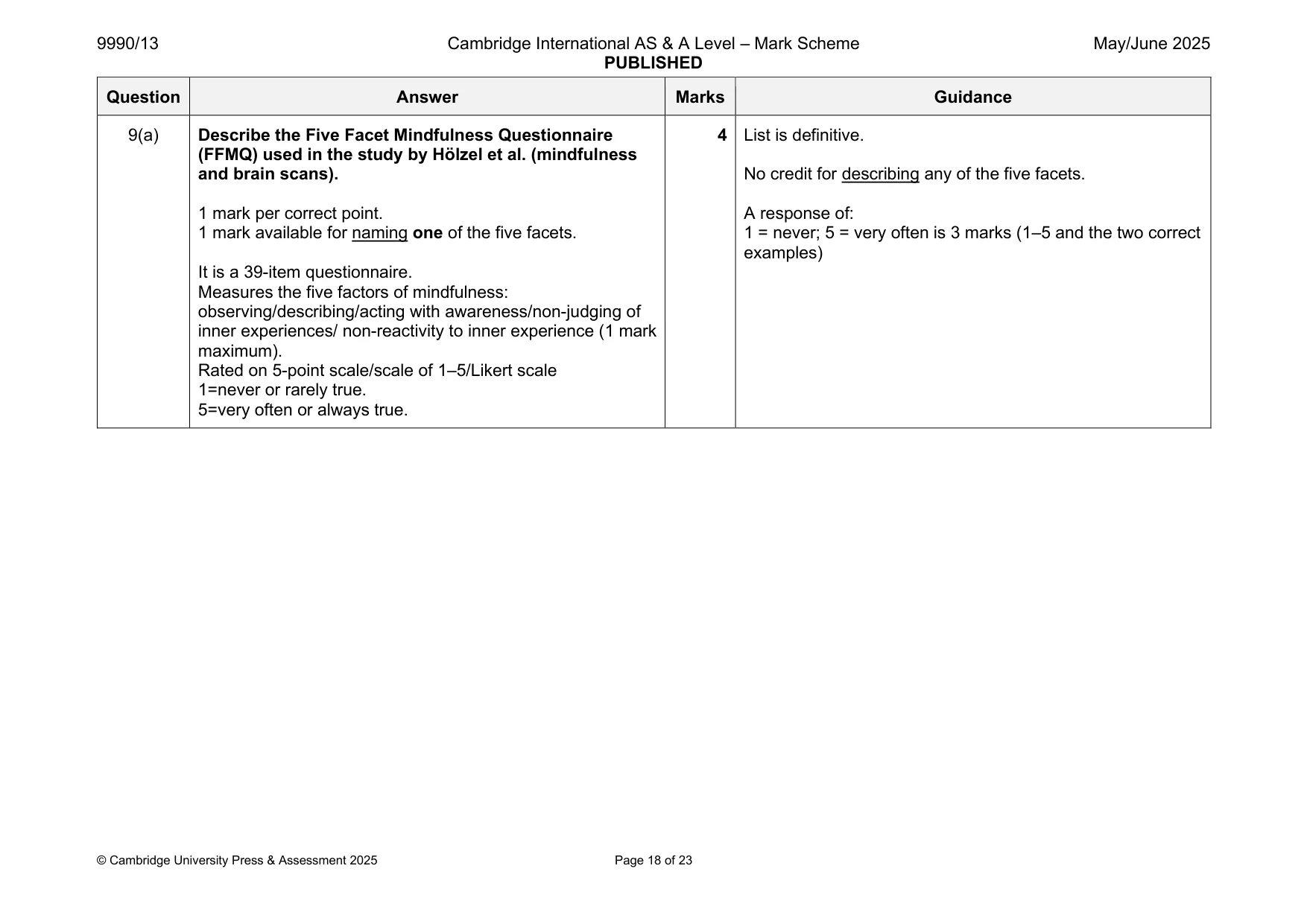 Mark scheme, page 18 of 23