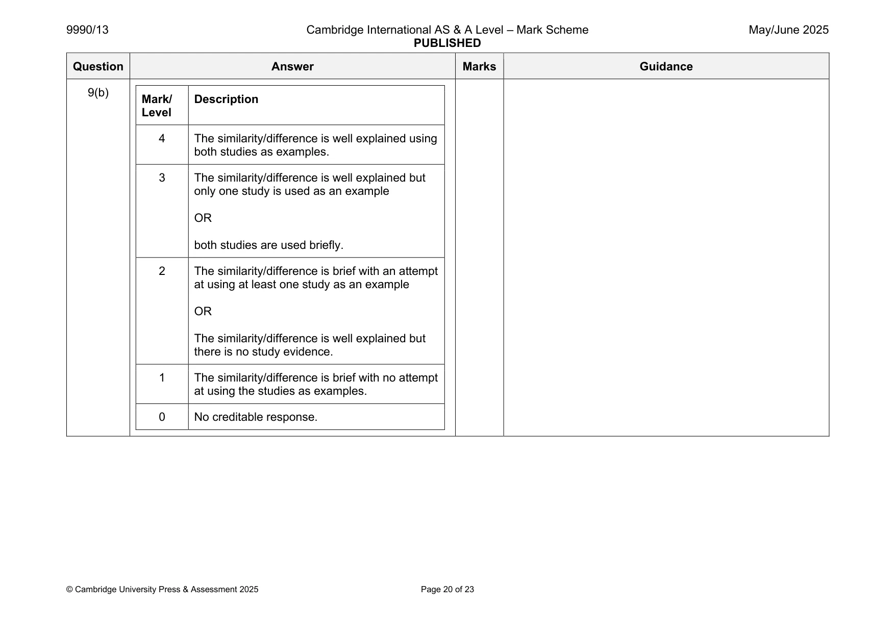 Mark scheme, page 20 of 23