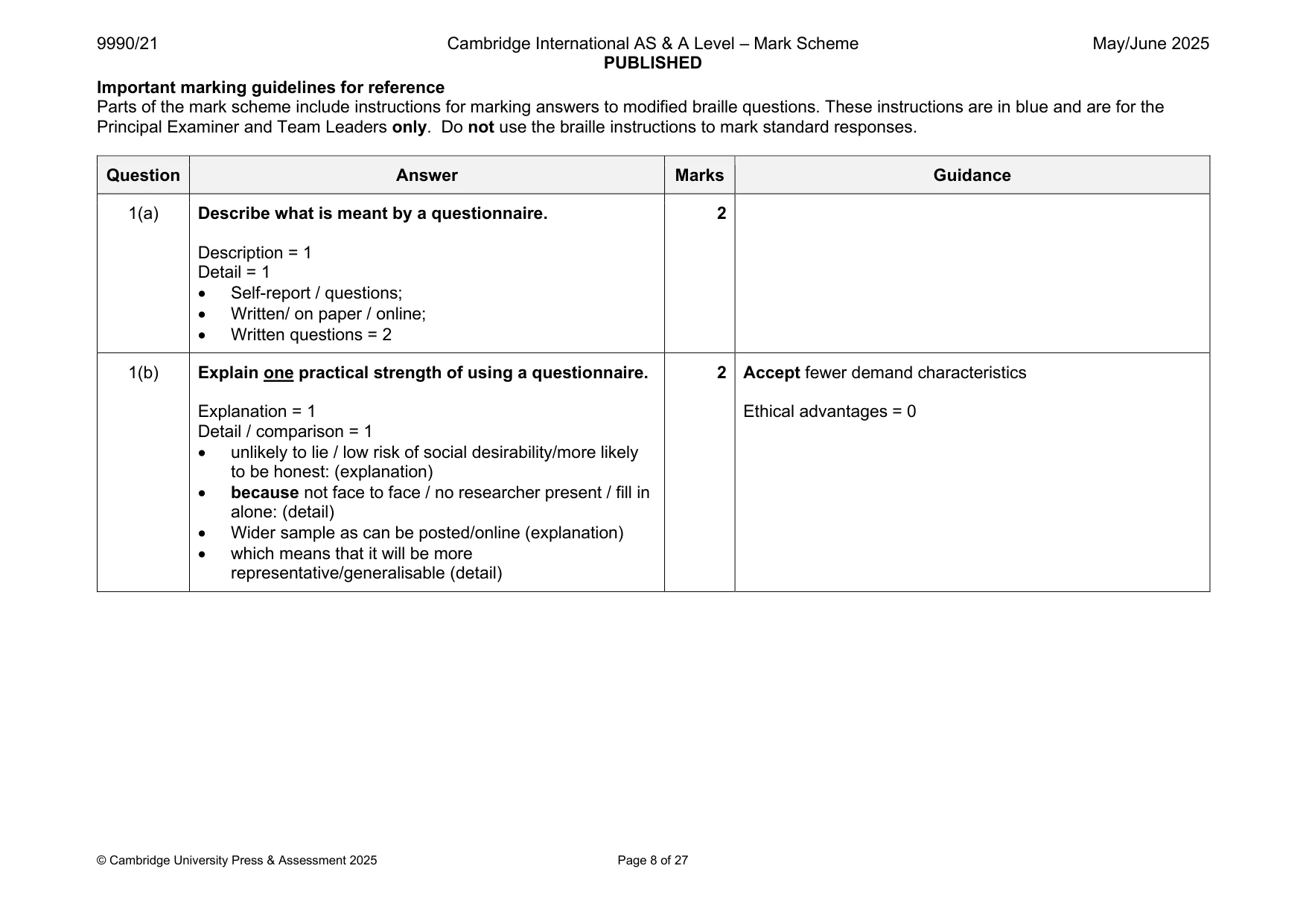 Mark scheme, page 8 of 27