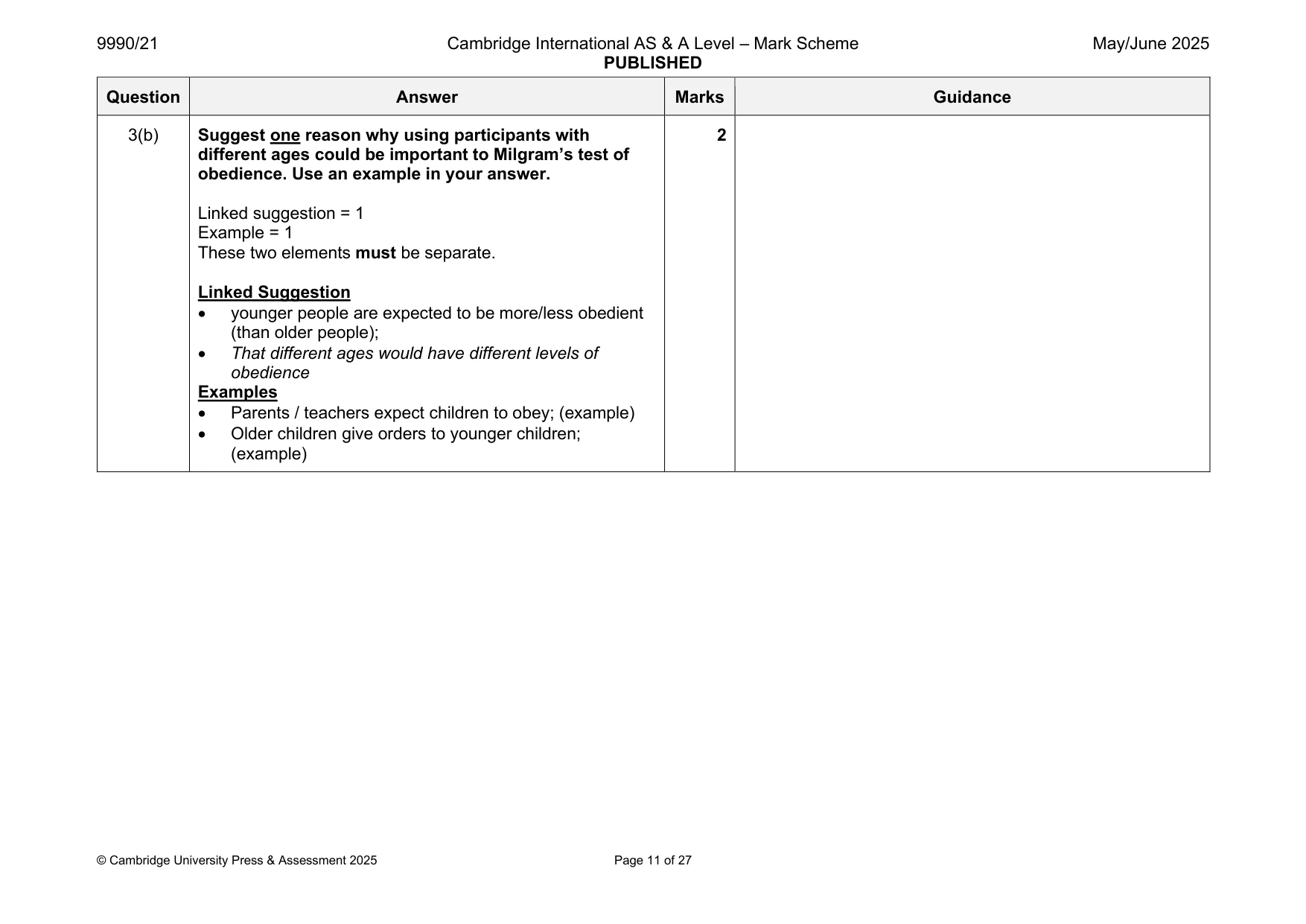 Mark scheme, page 11 of 27