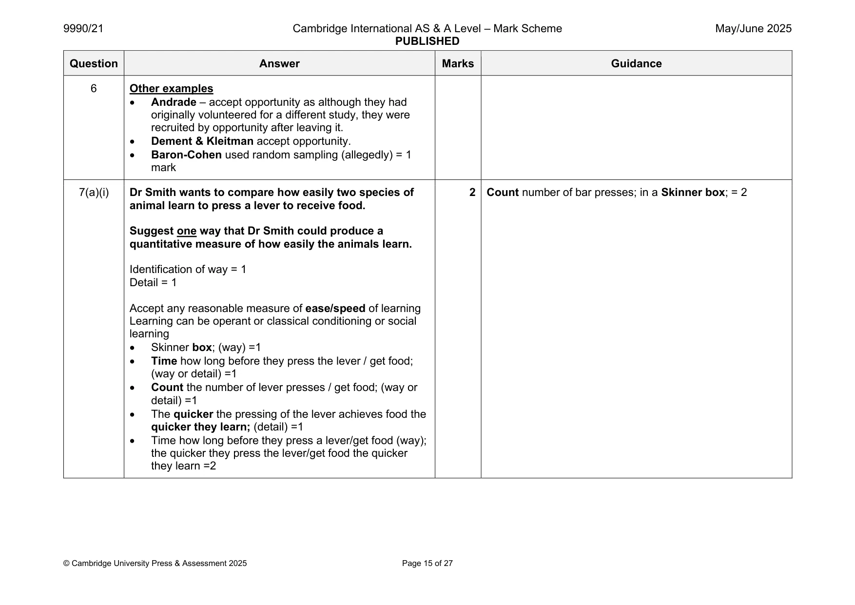 Mark scheme, page 15 of 27