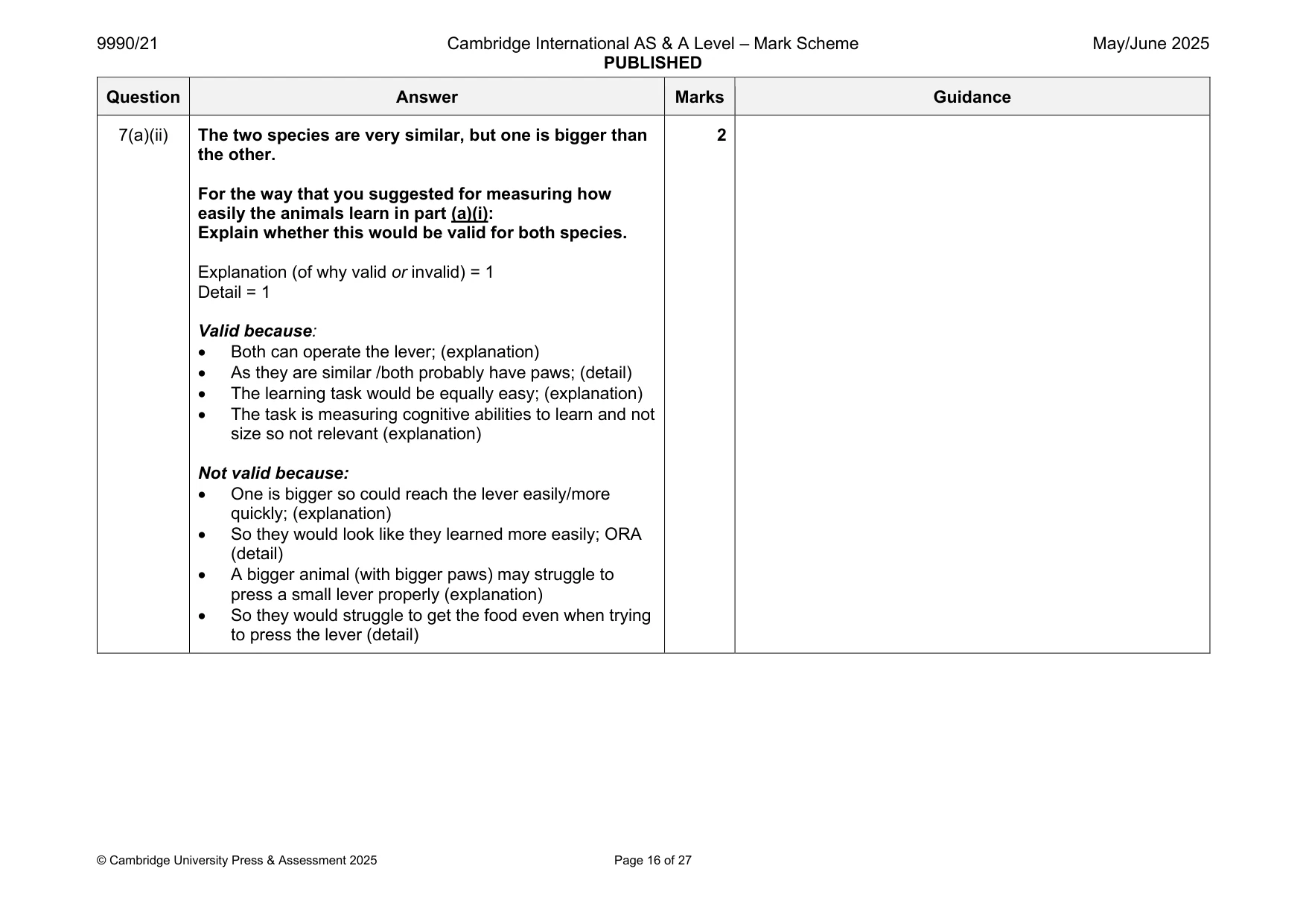 Mark scheme, page 16 of 27