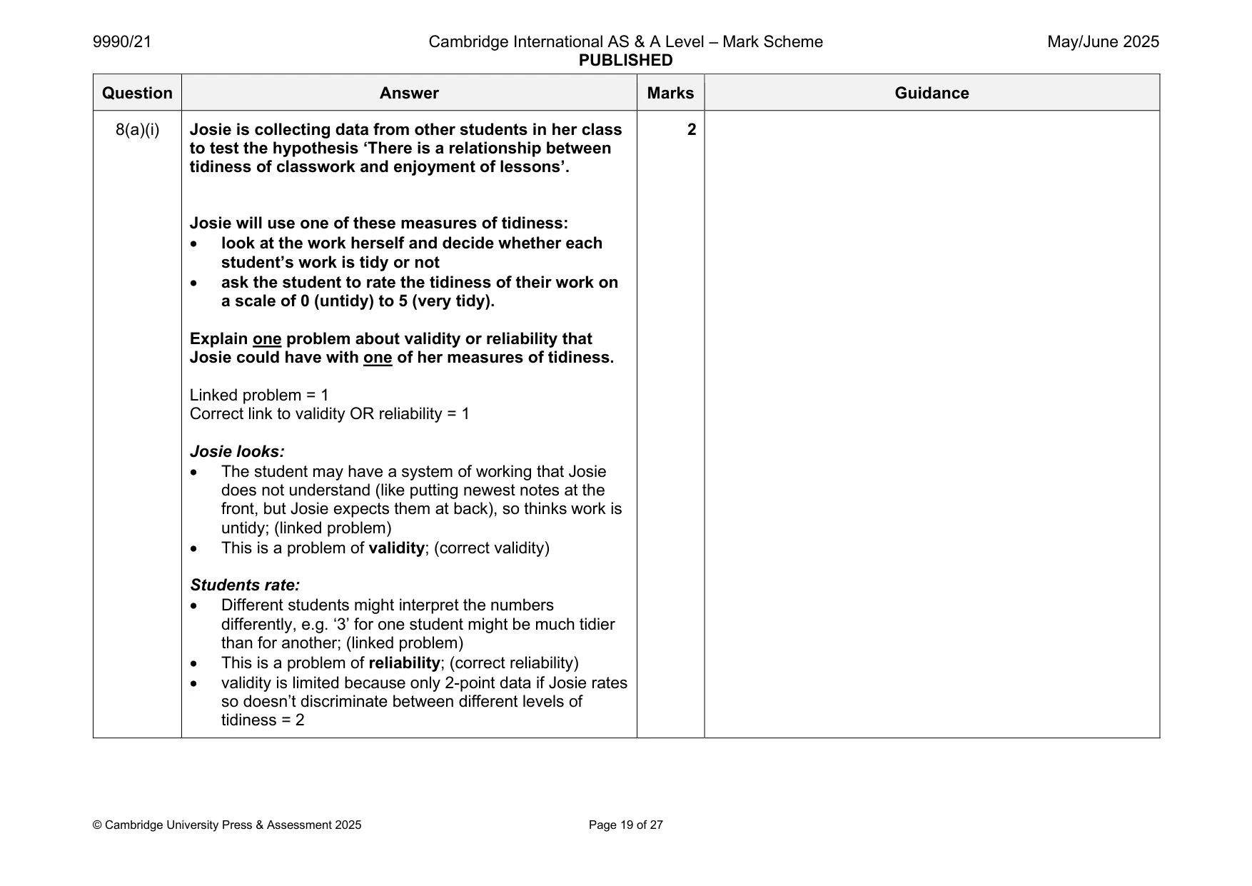 Mark scheme, page 19 of 27