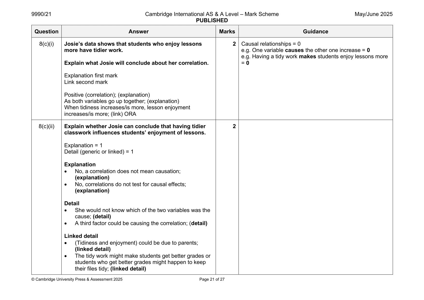 Mark scheme, page 21 of 27