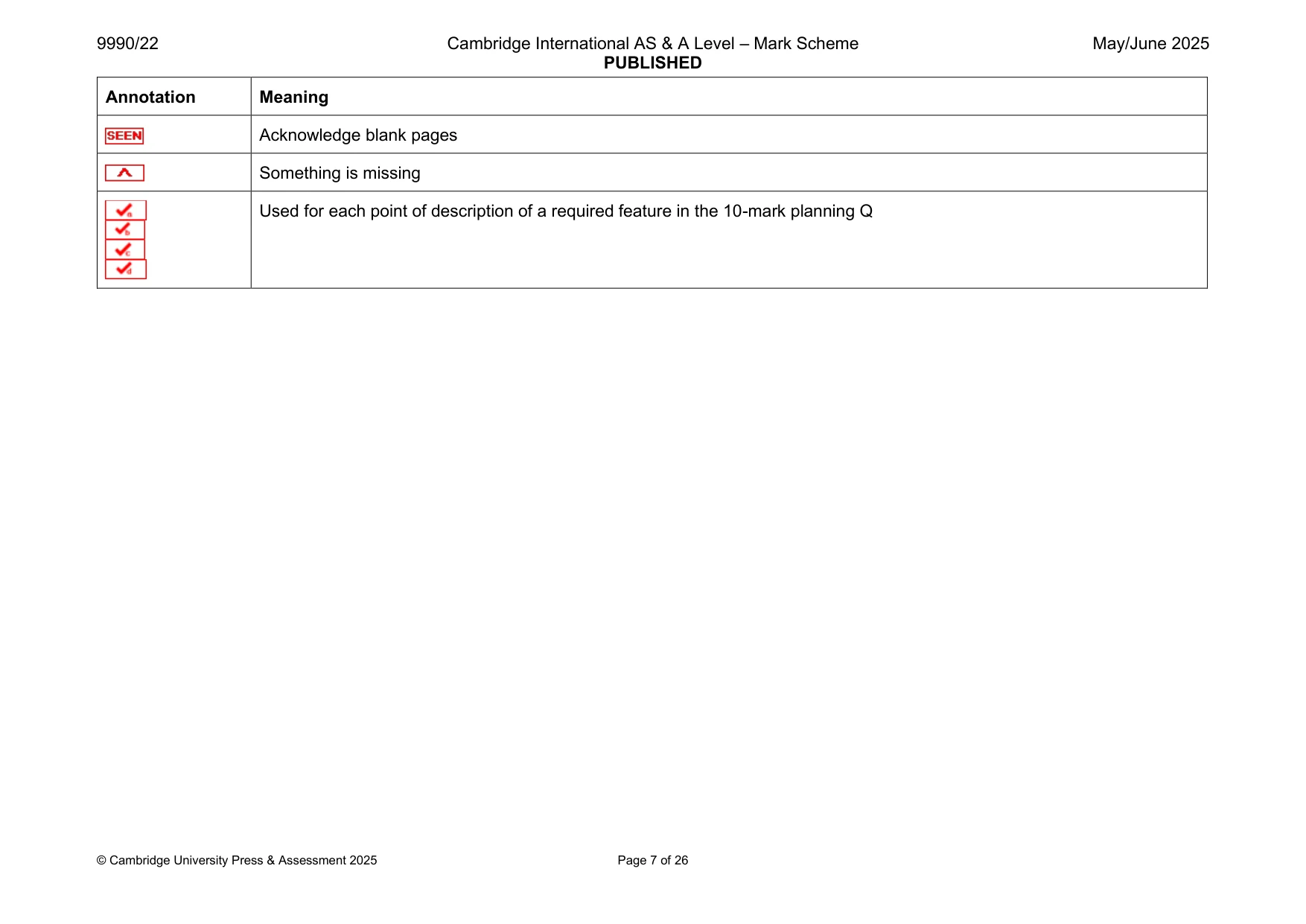 Mark scheme, page 7 of 26