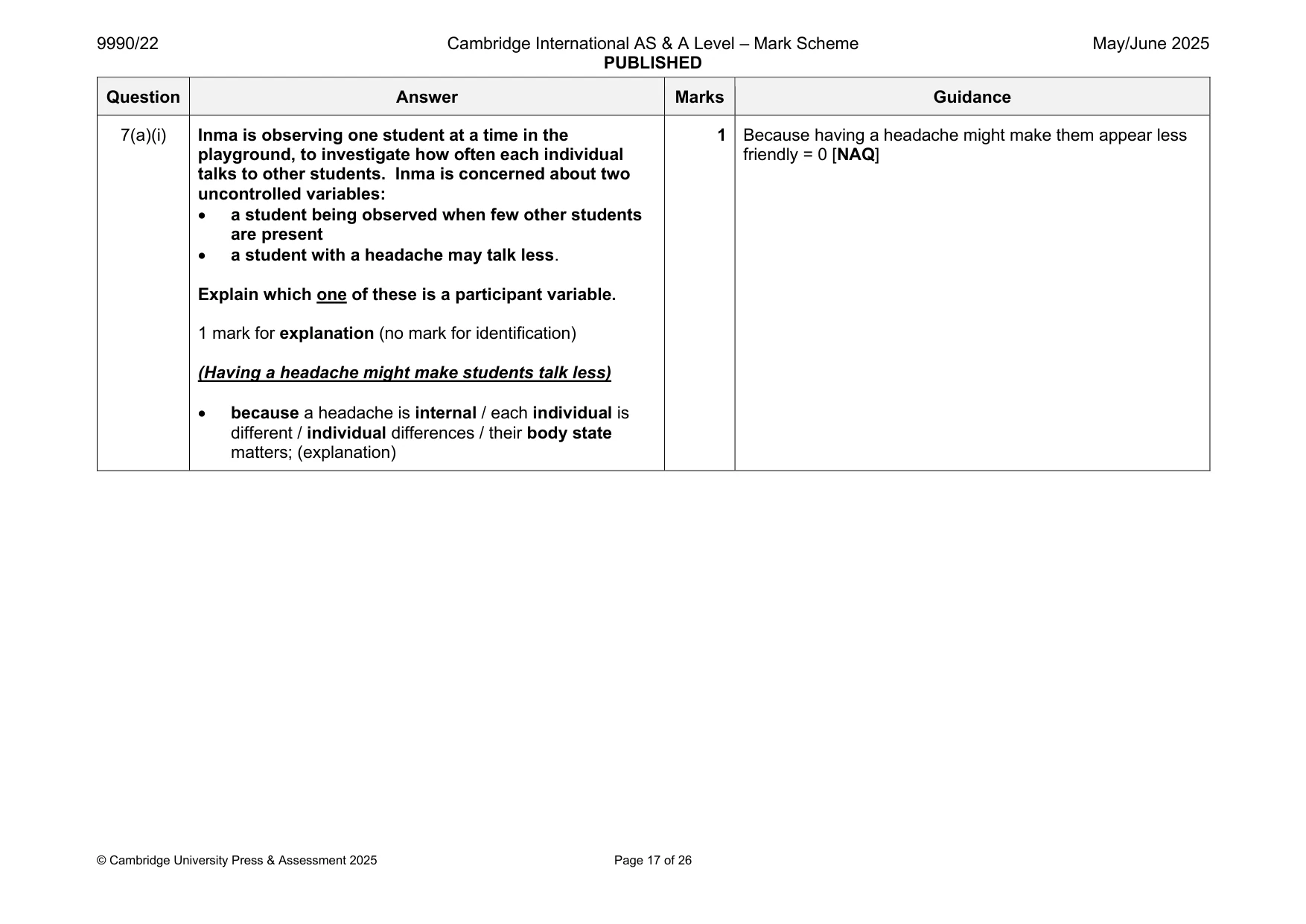 Mark scheme, page 17 of 26