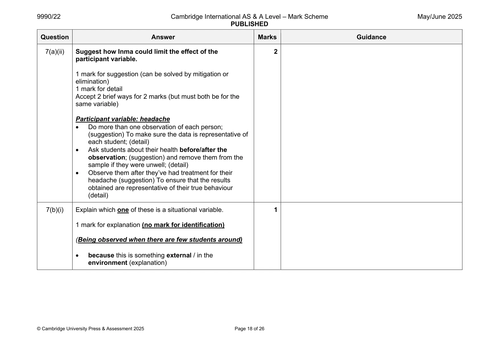 Mark scheme, page 18 of 26