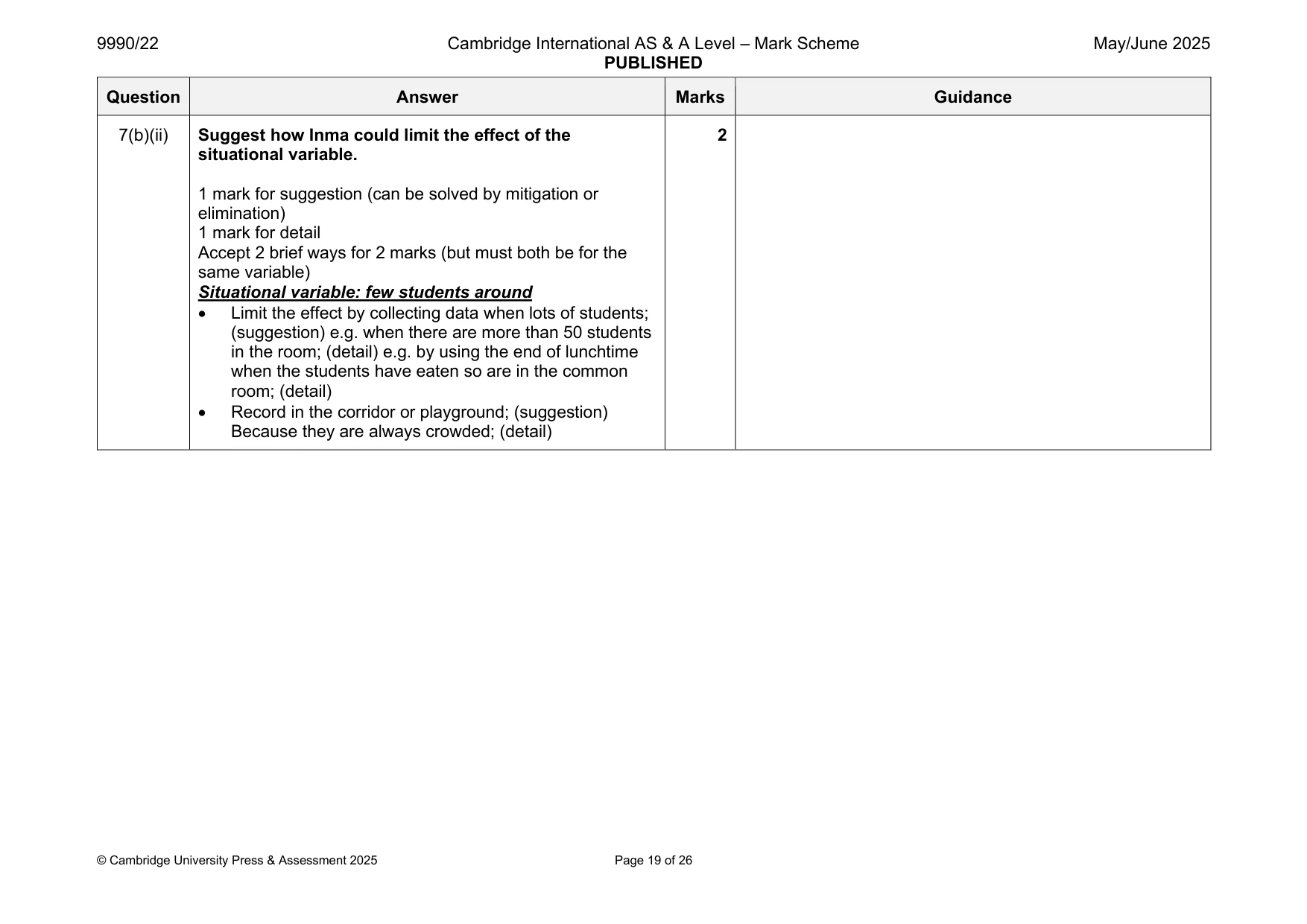 Mark scheme, page 19 of 26