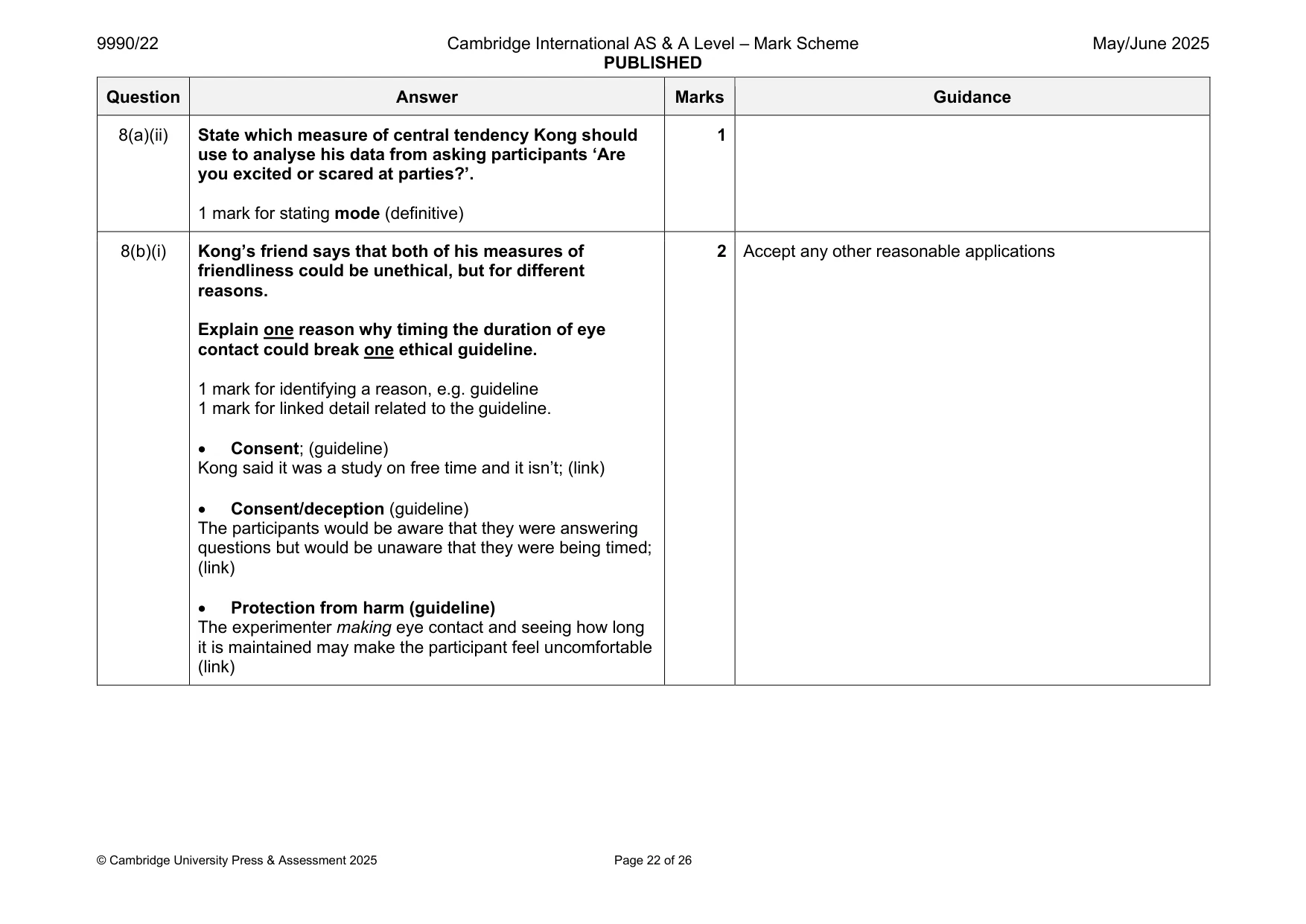 Mark scheme, page 22 of 26