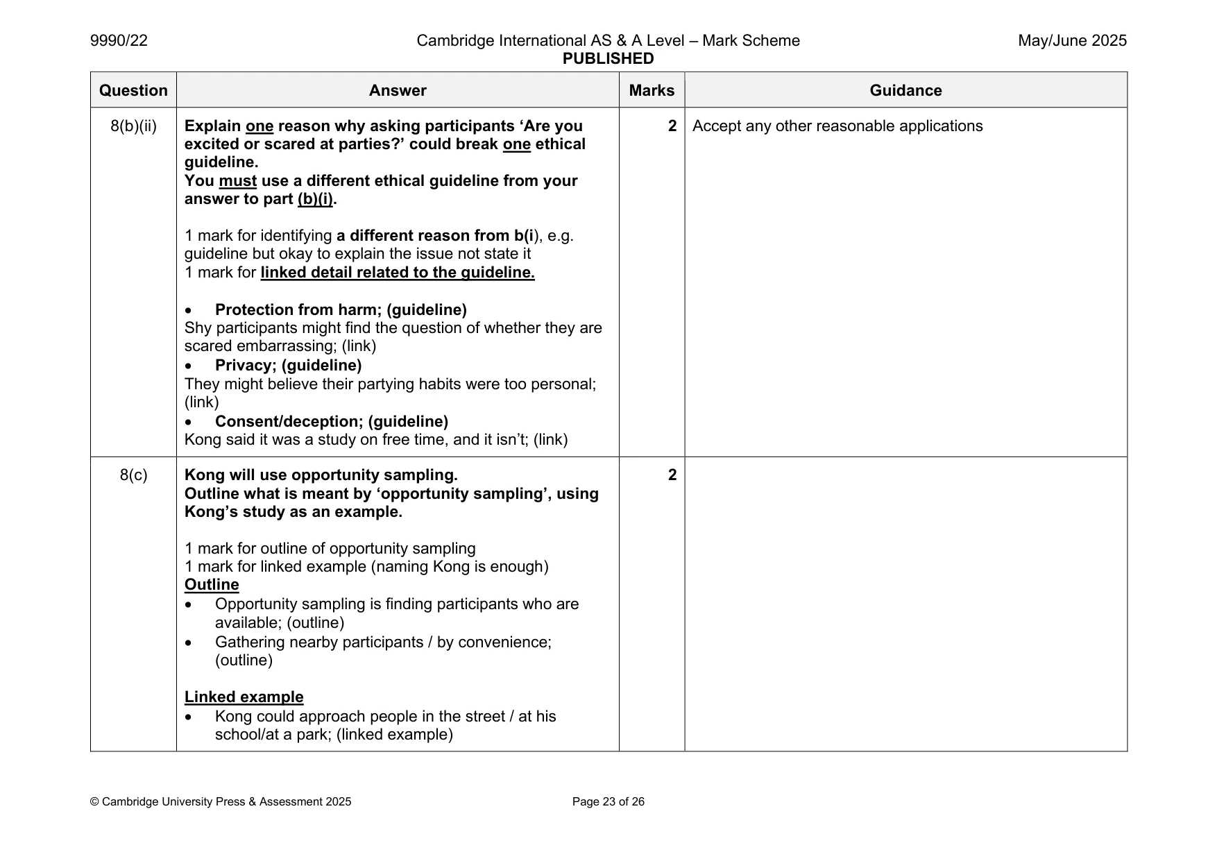 Mark scheme, page 23 of 26