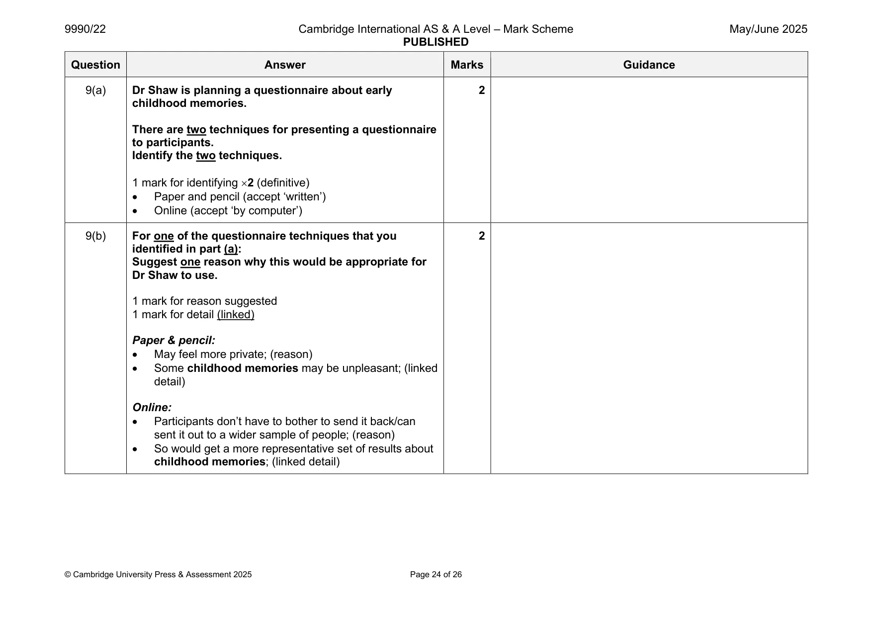 Mark scheme, page 24 of 26