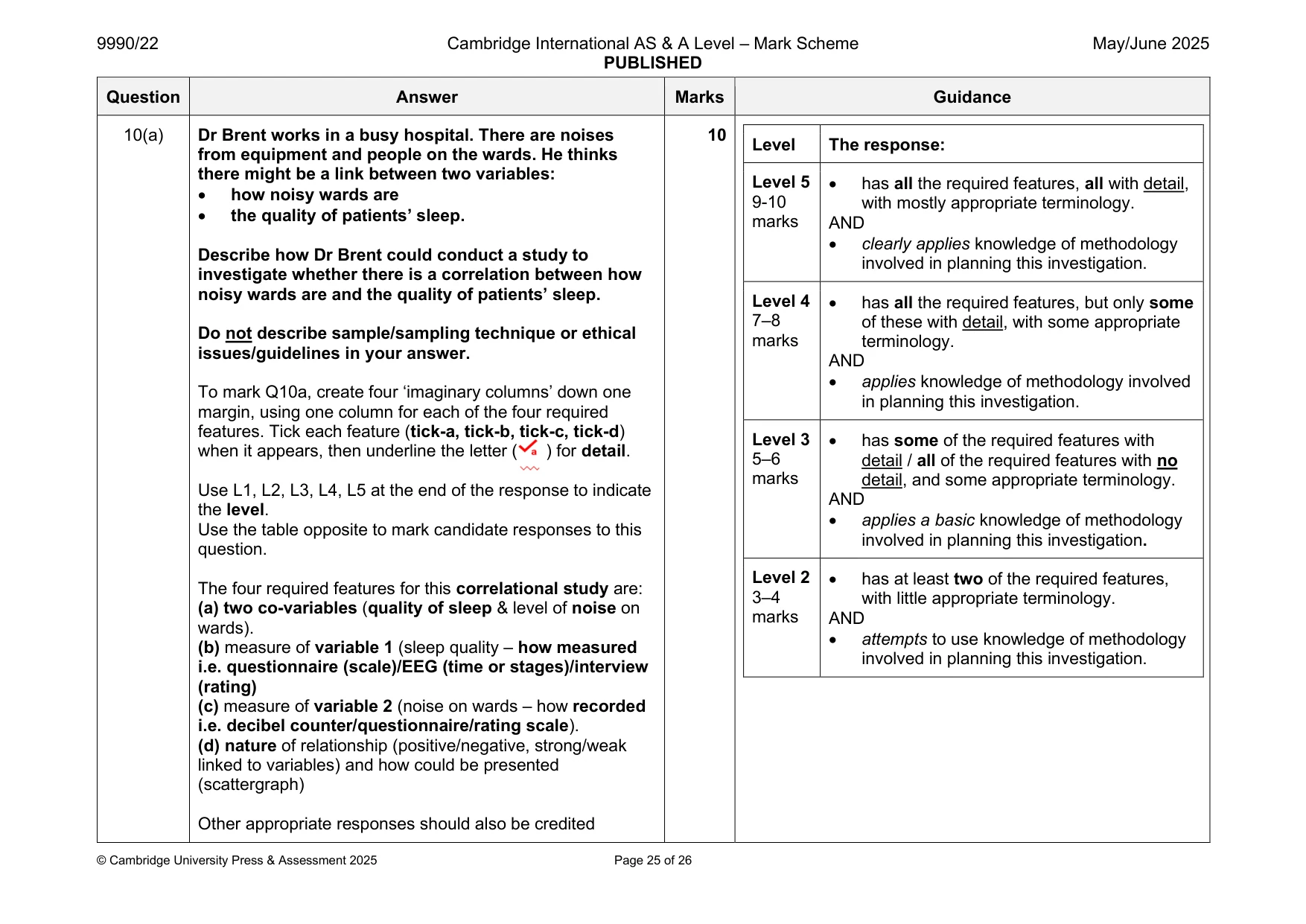 Mark scheme, page 25 of 26