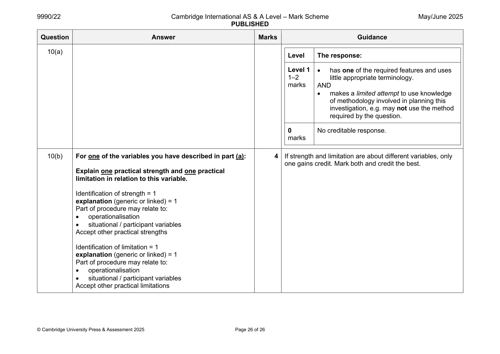 Mark scheme, page 26 of 26