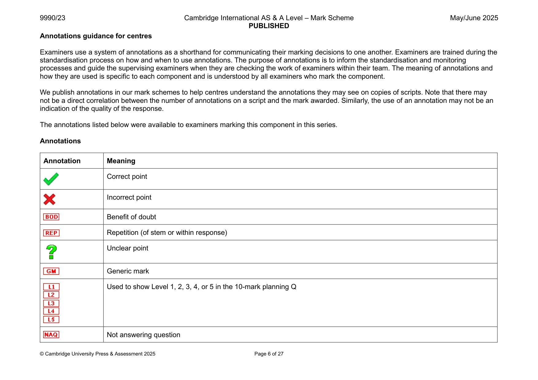 Mark scheme, page 6 of 27